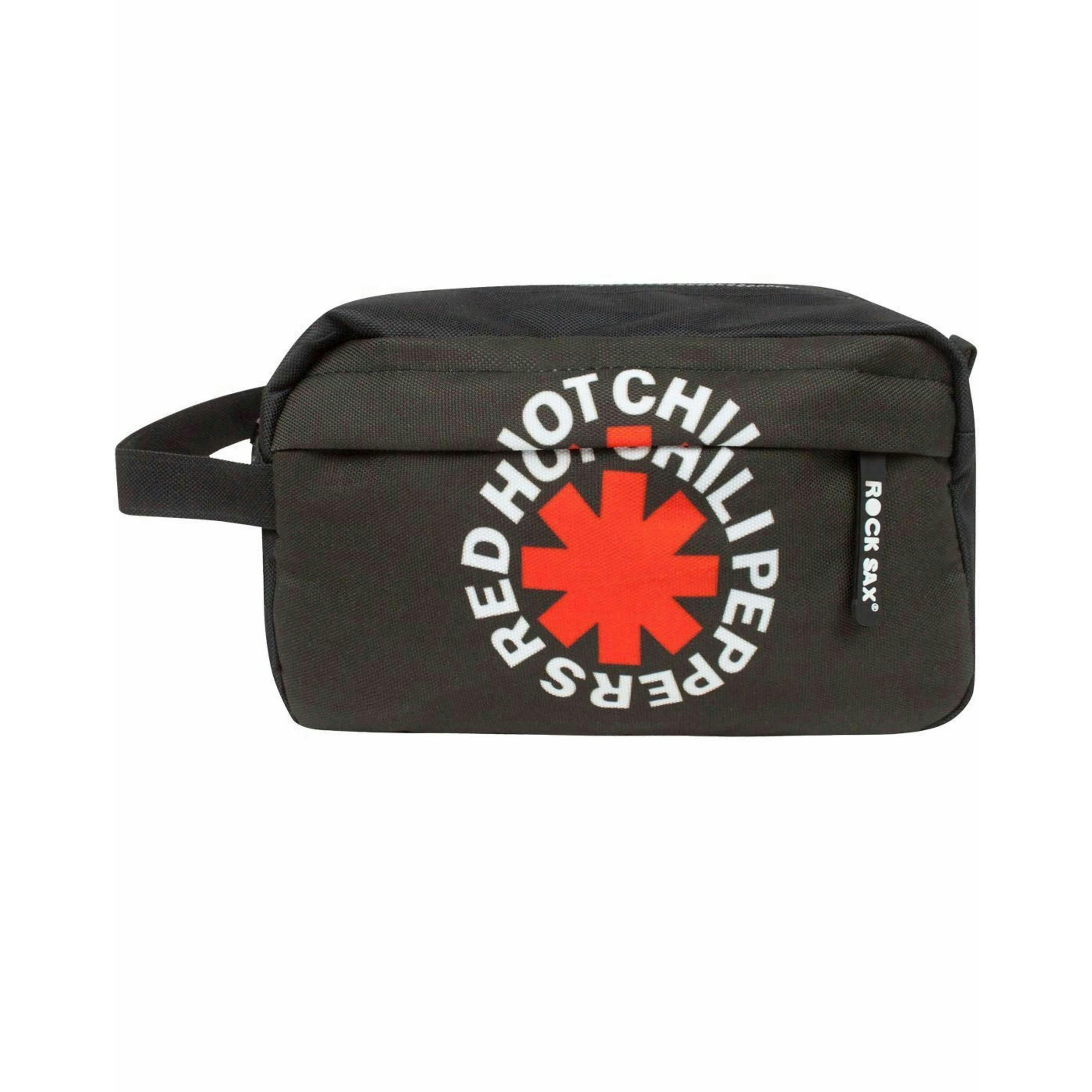 Rock Sax Unisex Black Red Hot Chilli Peppers Logo Wash and Toiletry Bag (One Size) by Vanilla Underground , view 1 of 5