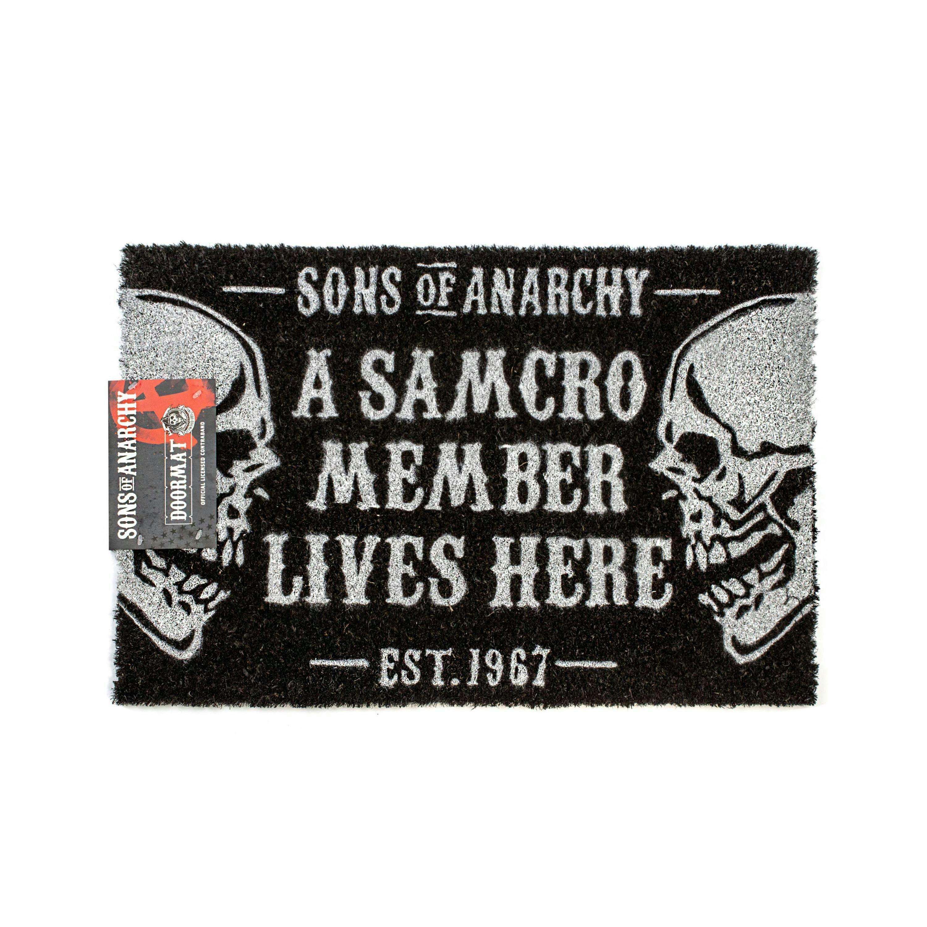 Sons of Anarchy Unisex Black Skull Graphic With Samcro Text Coir Door Mat (One Size) by Vanilla Underground , view 1 of 2