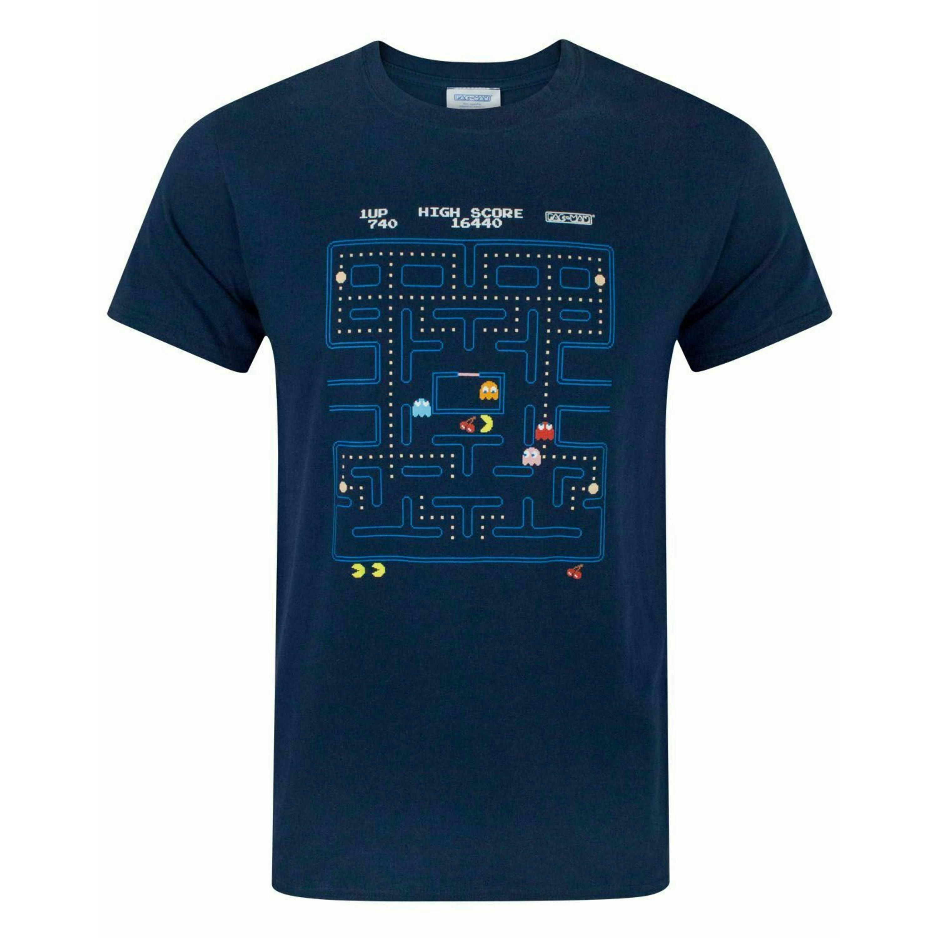 Pacman Mens Blue Classic Action Short Sleeved T-Shirt by Vanilla Underground , view 1 of 5
