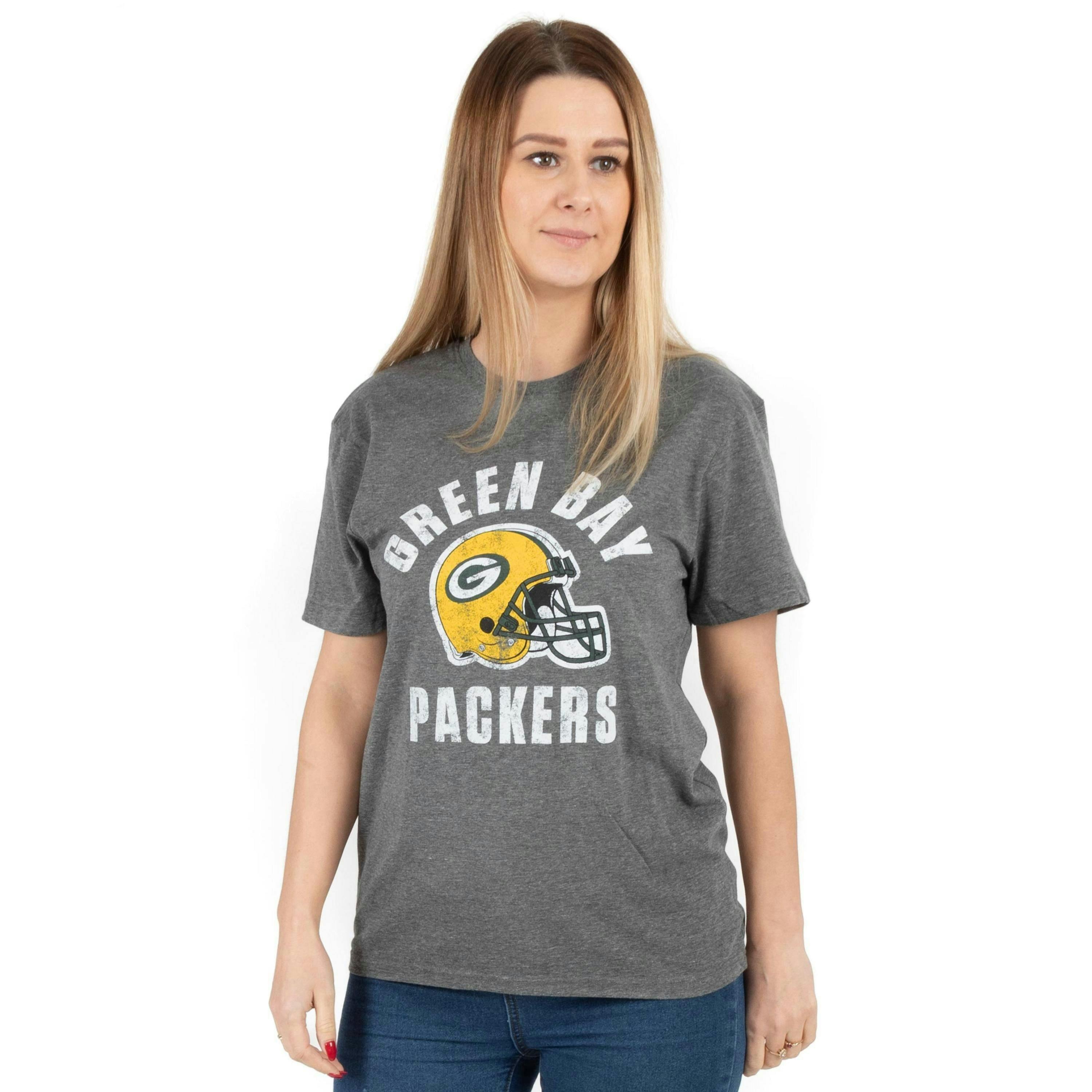 NFL Womens Grey Green Bay Packers Short Sleeved T-Shirt by Vanilla Underground , view 1 of 6