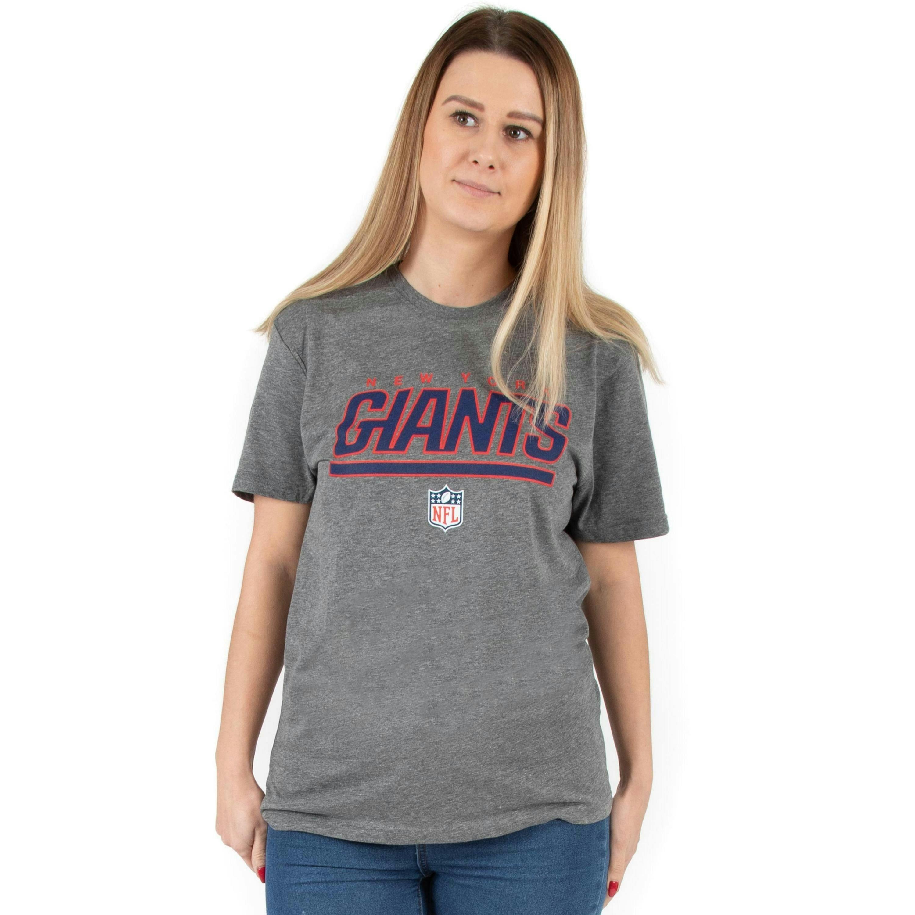 NFL Womens Grey New York Giants Logo Short Sleeved T-Shirt by Vanilla Underground , view 1 of 6