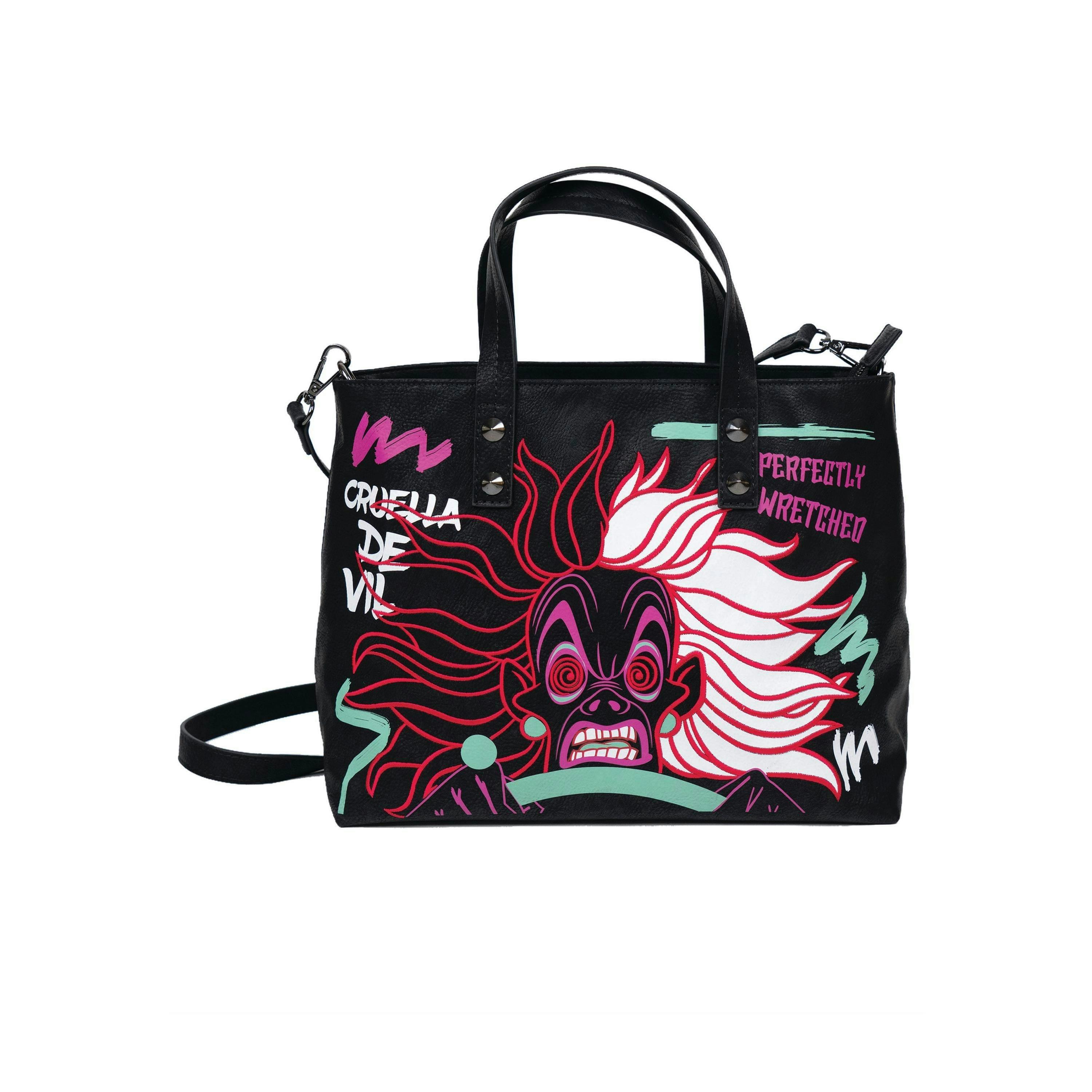 Danielle Nicole Womens Black Cruella De Vil Tote Bag (One Size) by Vanilla Underground , view 1 of 2