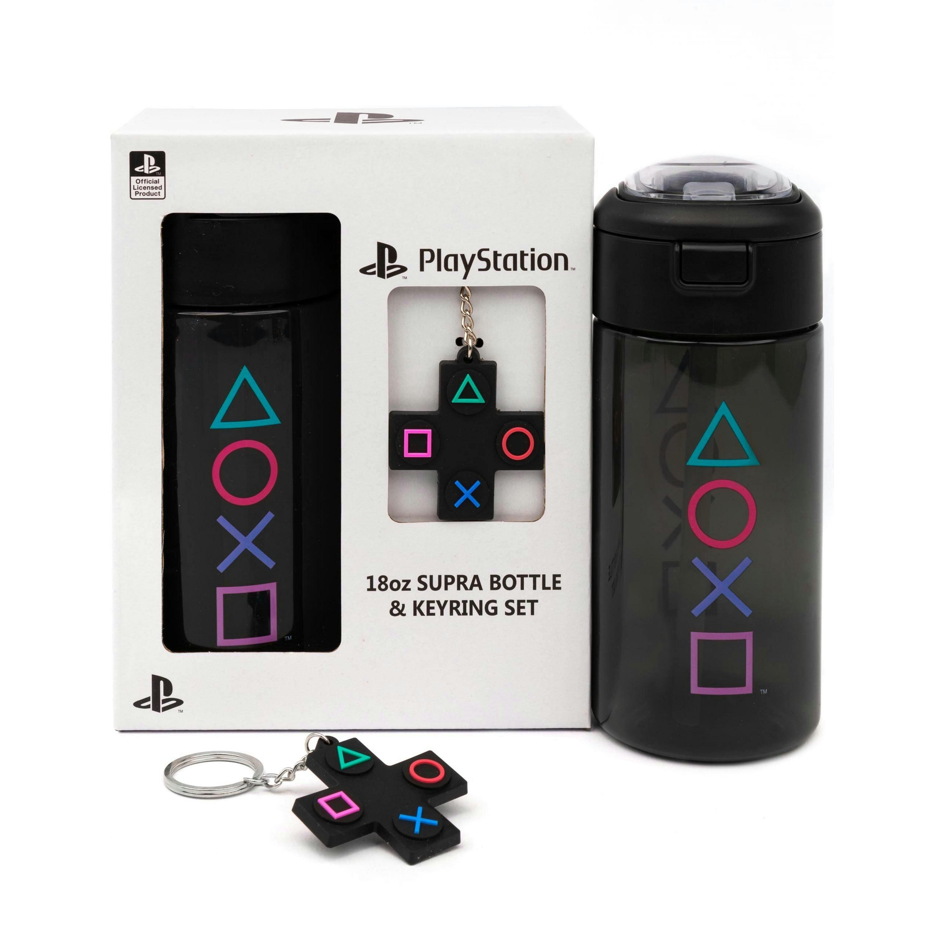 PlayStation Womens Black Controller Symbols Print Spout Water Bottle (One Size) by Vanilla Underground , view 1 of 6
