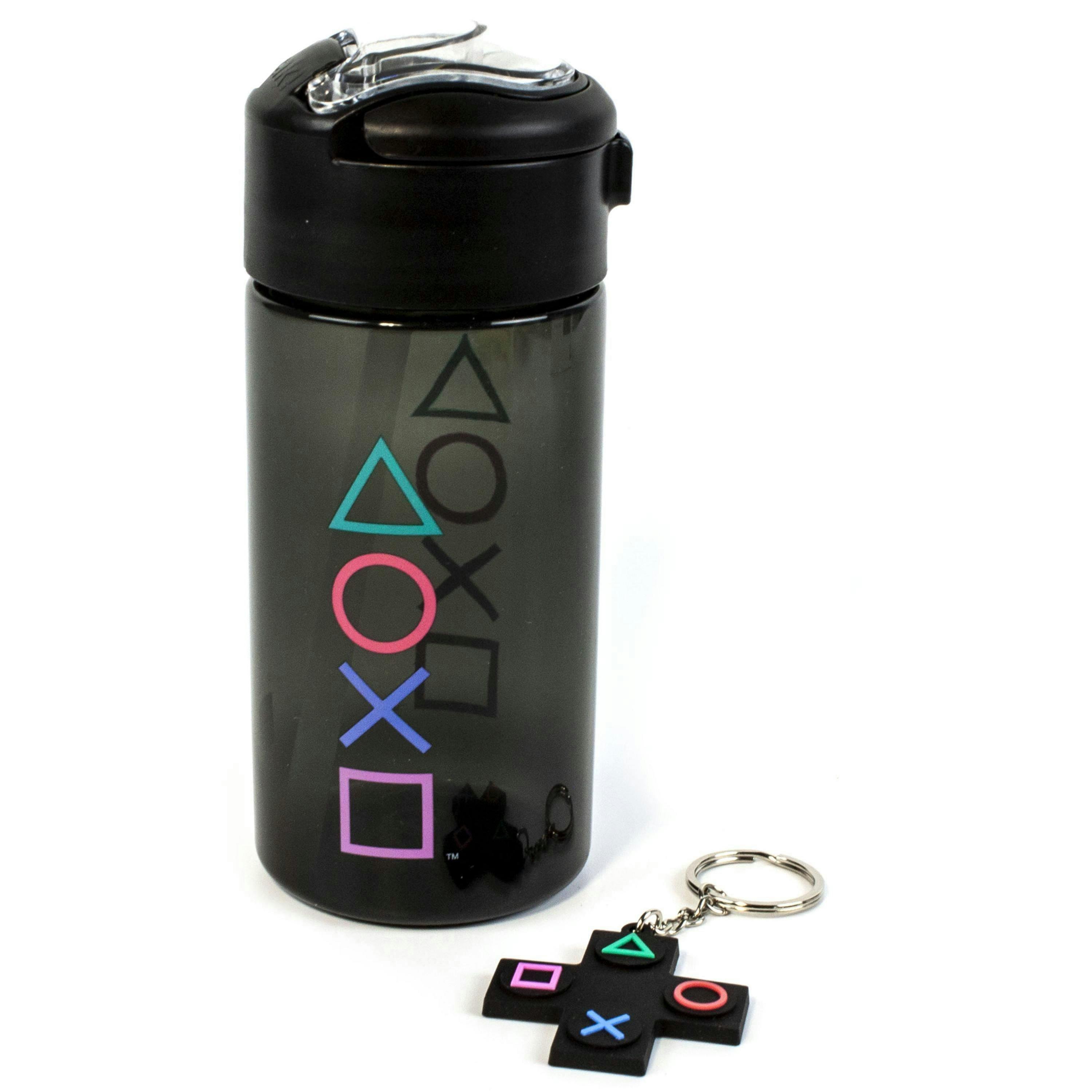 PlayStation Womens Black Controller Symbols Print Spout Water Bottle (One Size) by Vanilla Underground , view 3 of 6