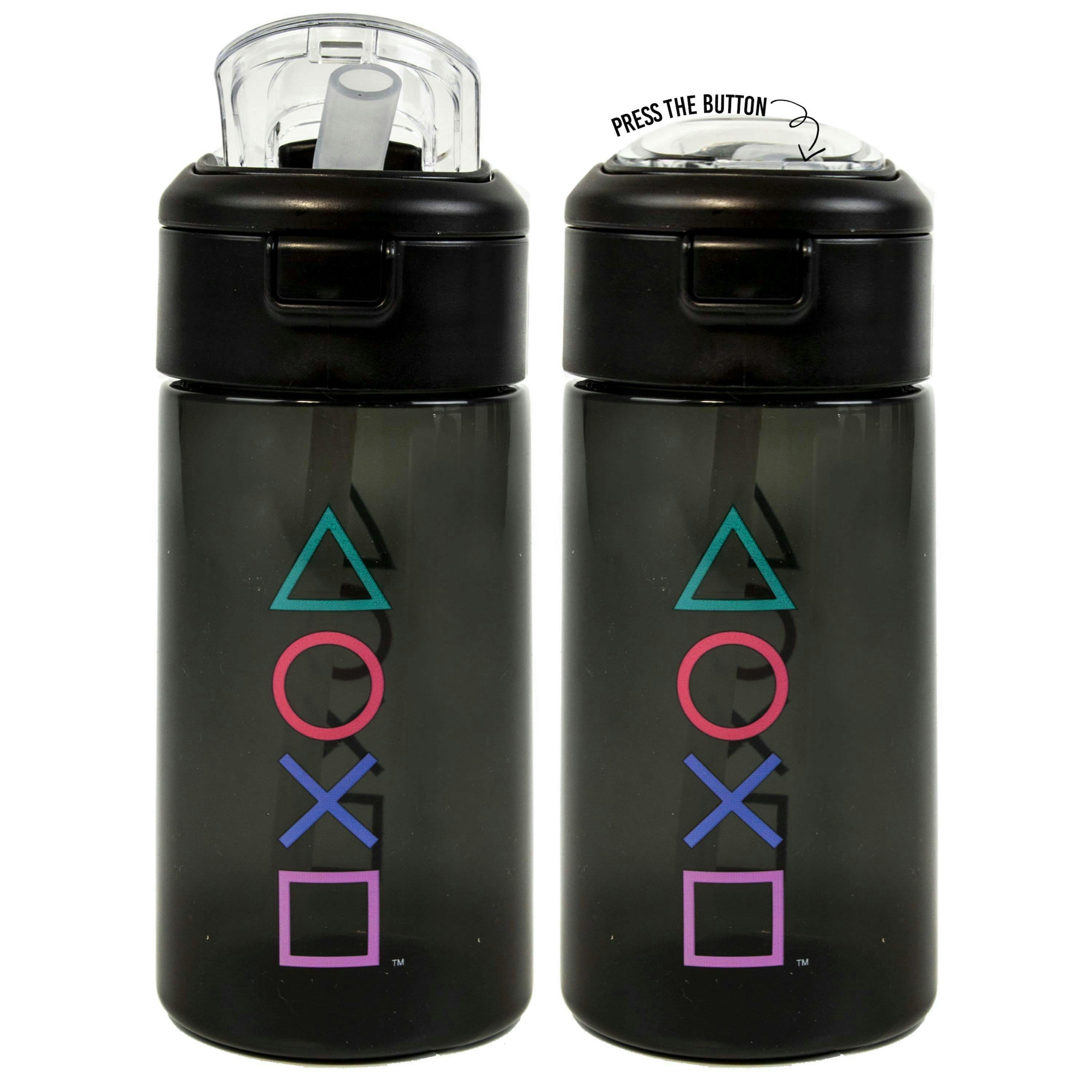PlayStation Womens Black Controller Symbols Print Spout Water Bottle (One Size) by Vanilla Underground , view 4 of 6