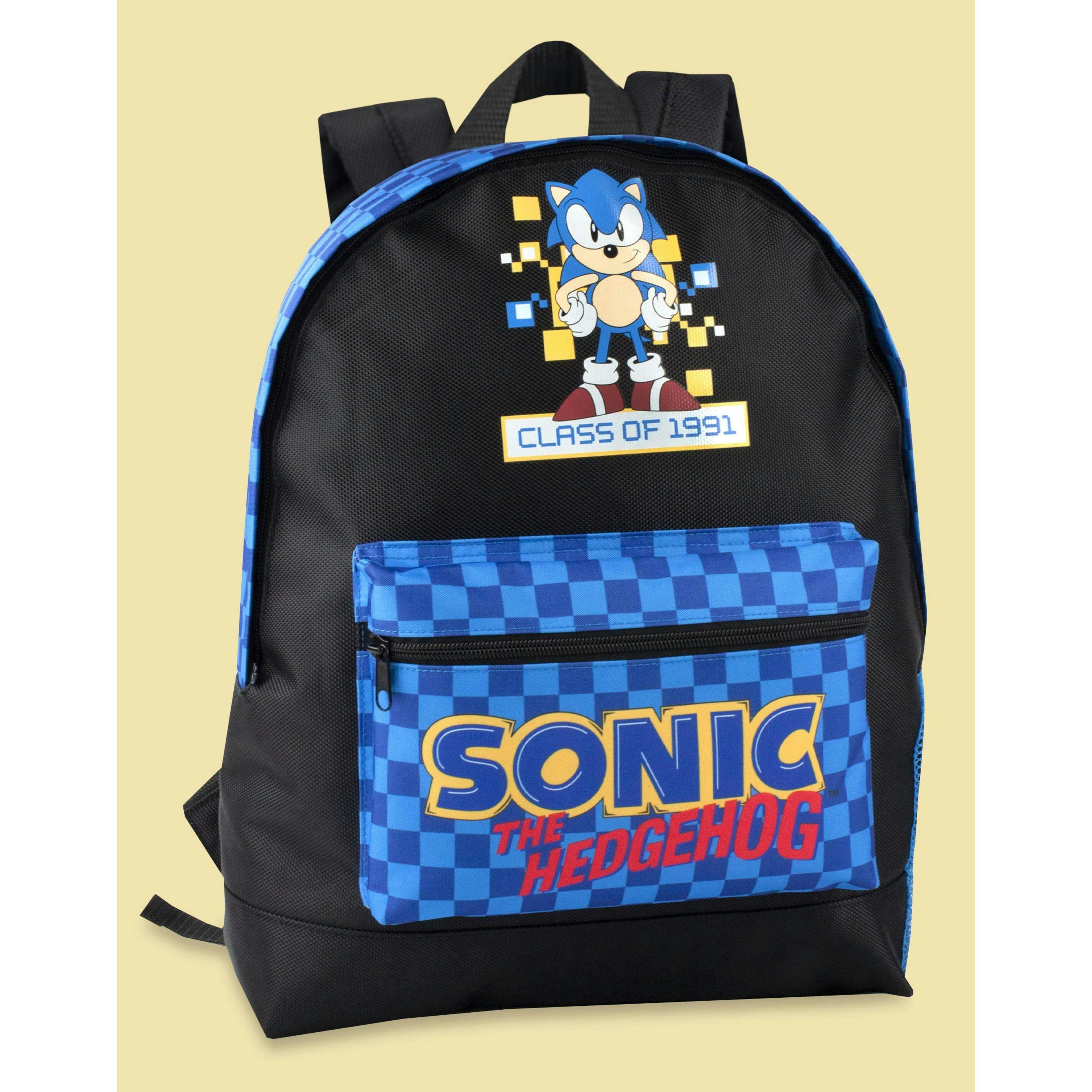 Sonic the Hedgehog Boys Black Sonic Placement Print Graphic Checkerboard Pocket Backpack (One Size) by Vanilla Underground , view 2 of 6