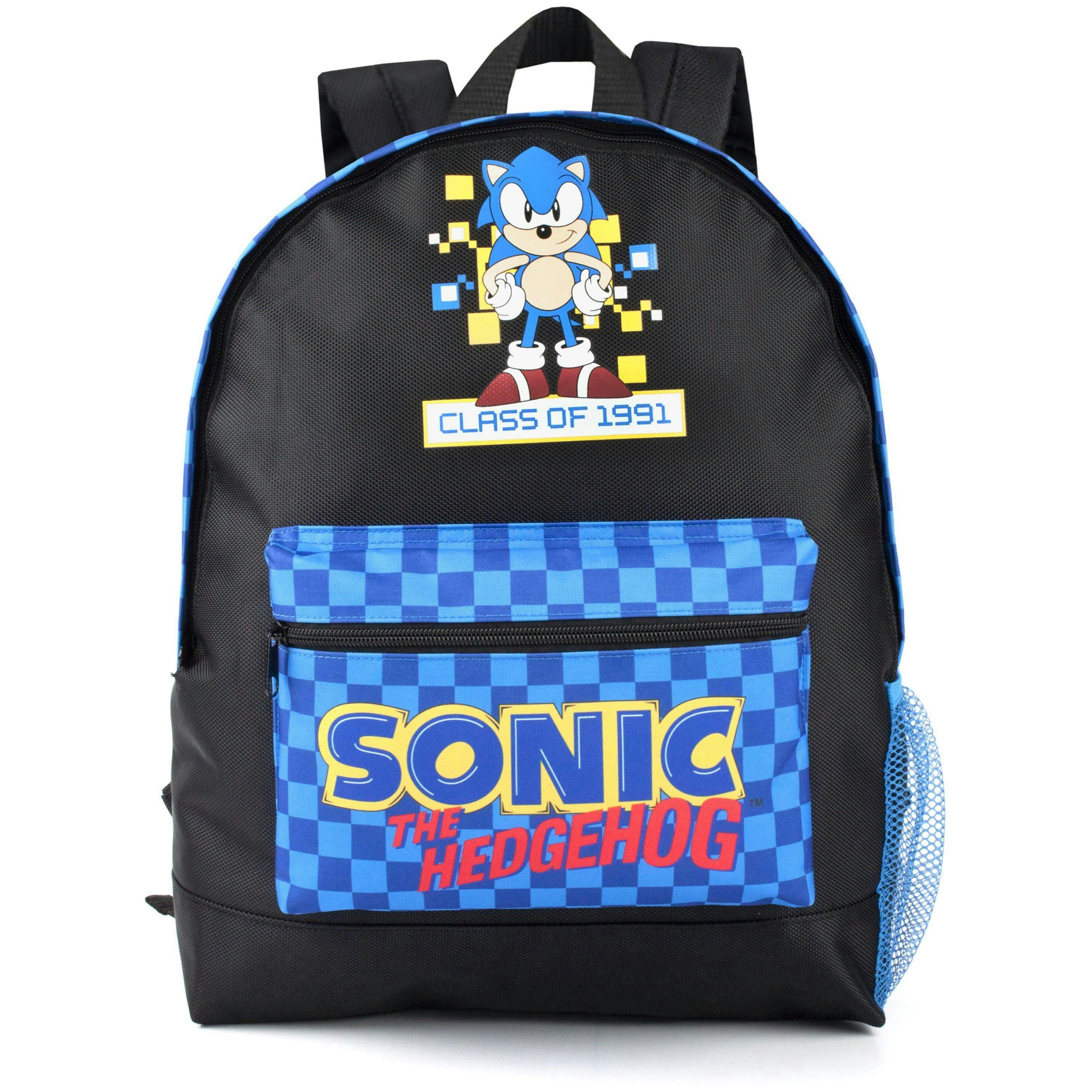 Sonic the Hedgehog Boys Black Sonic Placement Print Graphic Checkerboard Pocket Backpack (One Size) by Vanilla Underground , view 3 of 6