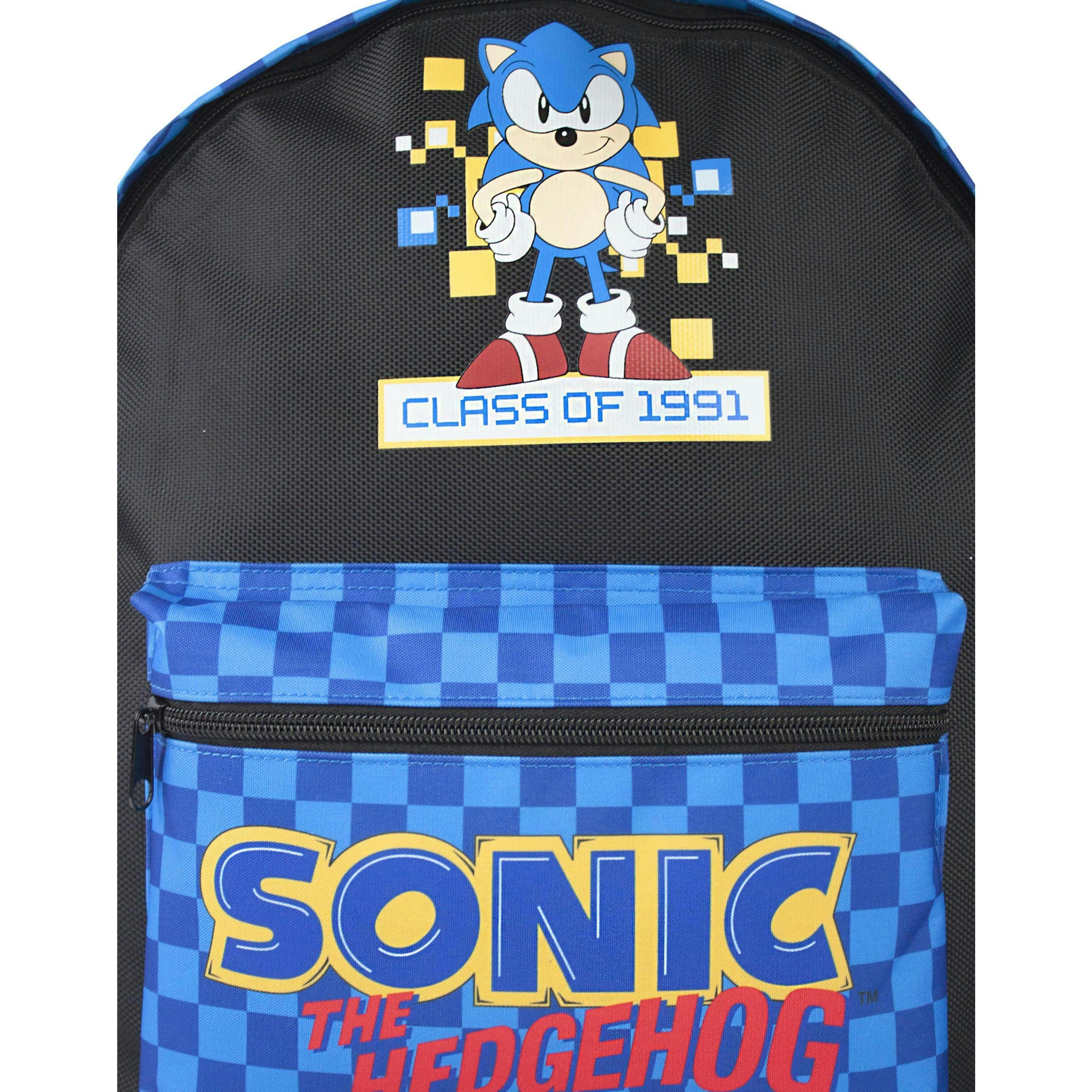 Sonic the Hedgehog Boys Black Sonic Placement Print Graphic Checkerboard Pocket Backpack (One Size) by Vanilla Underground , view 4 of 6