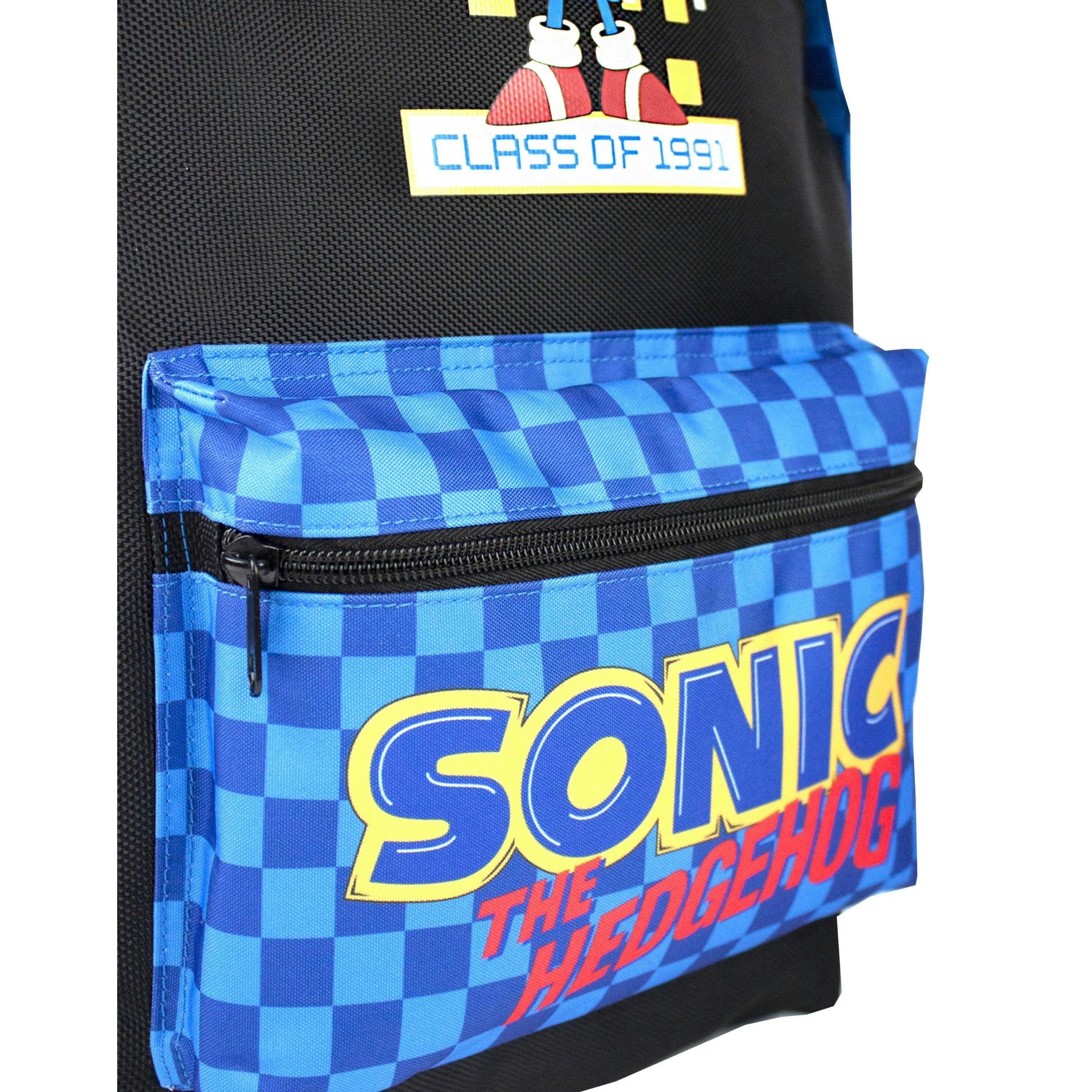 Sonic the Hedgehog Boys Black Sonic Placement Print Graphic Checkerboard Pocket Backpack (One Size) by Vanilla Underground , view 5 of 6