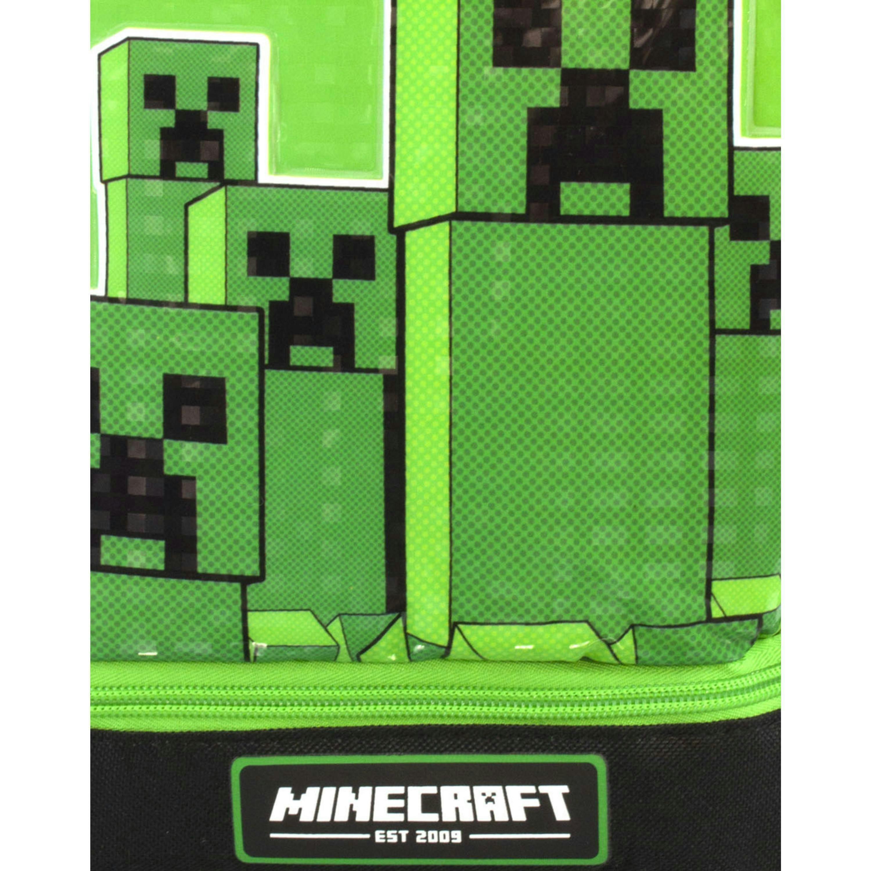 Minecraft Boys Green Creeper Zip Lunch Bag (One Size) by Vanilla Underground , view 5 of 6