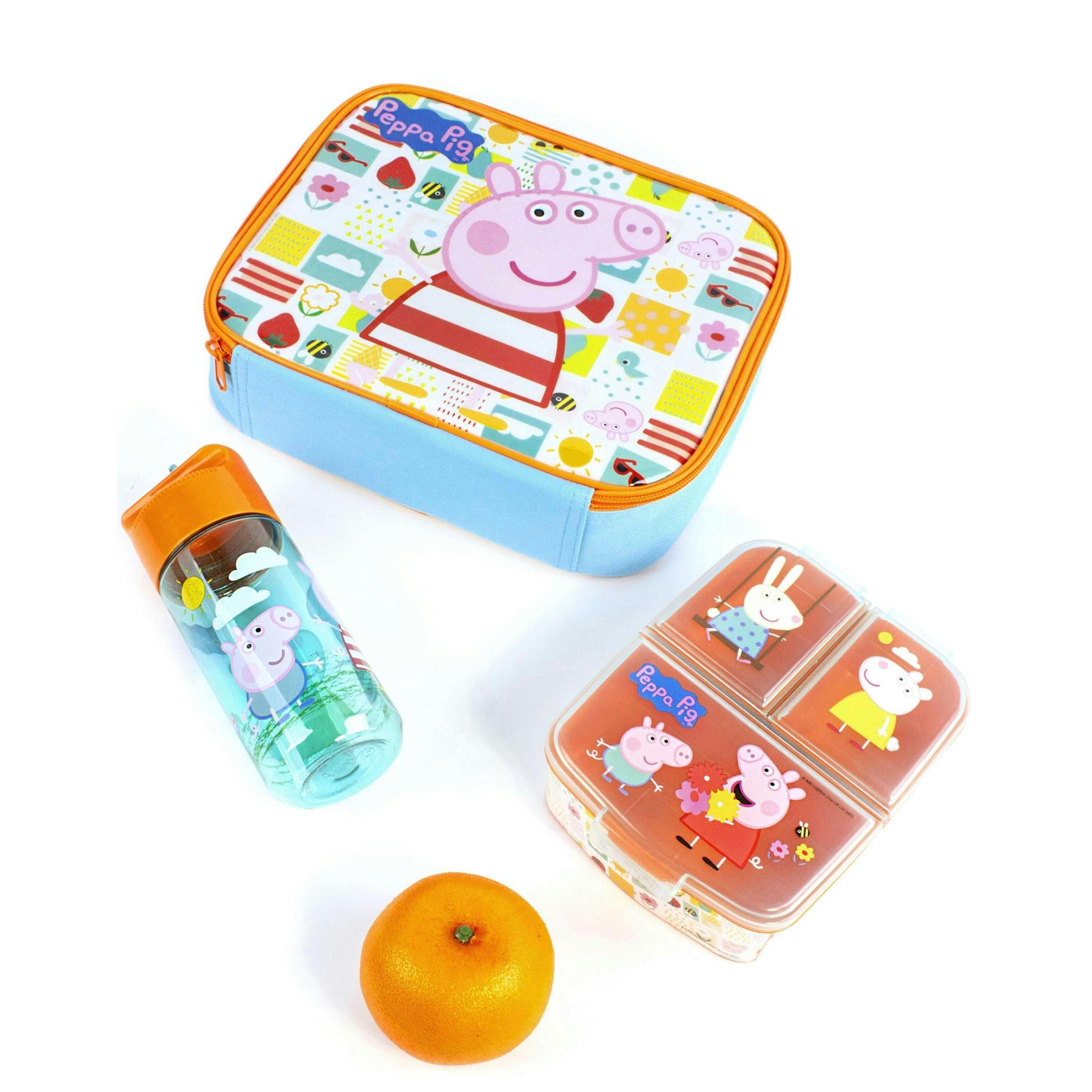 Peppa Pig Girls Blue Multi-Character Placement Prints Lunch Bag Bottle and Snack Pot (One Size) by Vanilla Underground , view 2 of 6