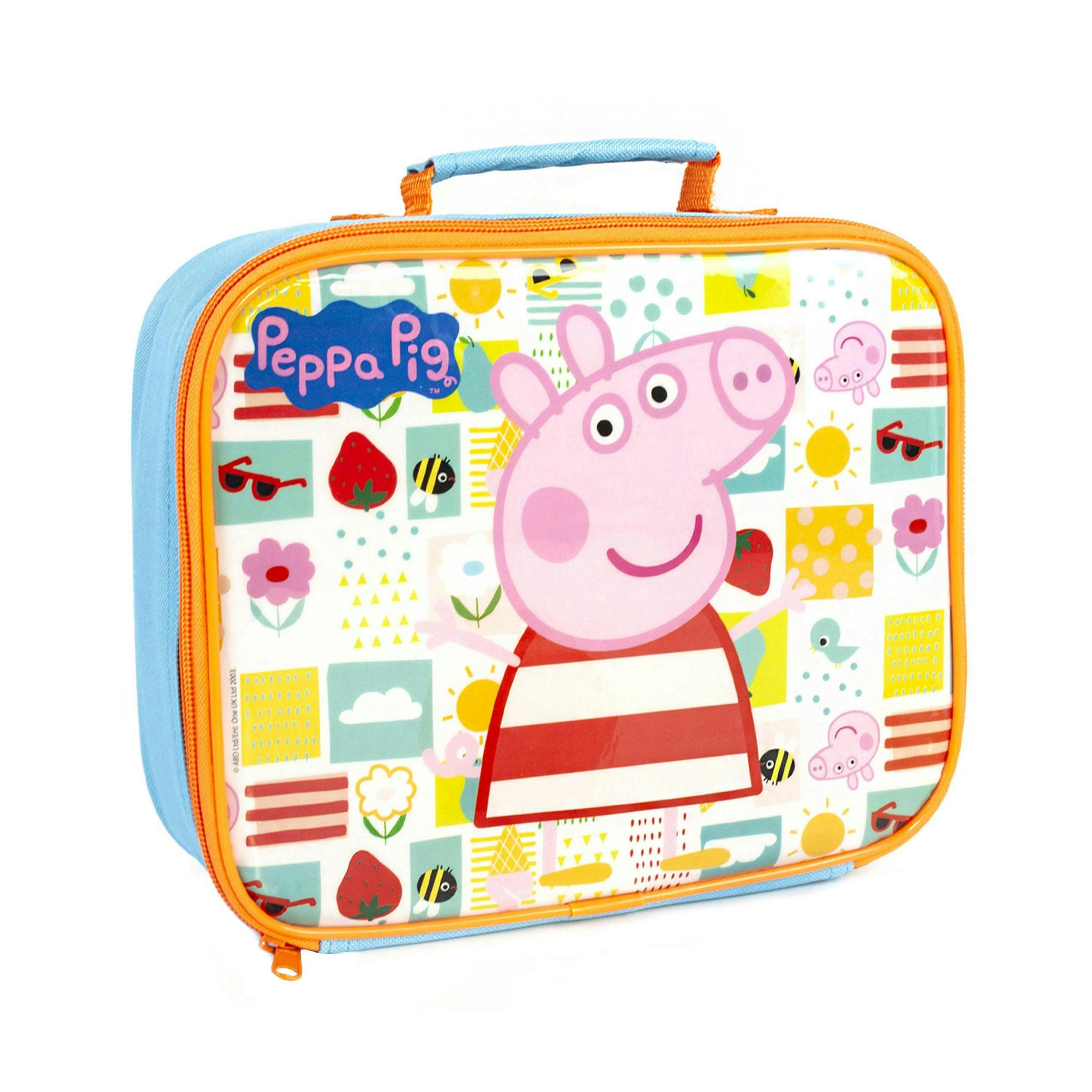 Peppa Pig Girls Blue Multi-Character Placement Prints Lunch Bag Bottle and Snack Pot (One Size) by Vanilla Underground , view 6 of 6