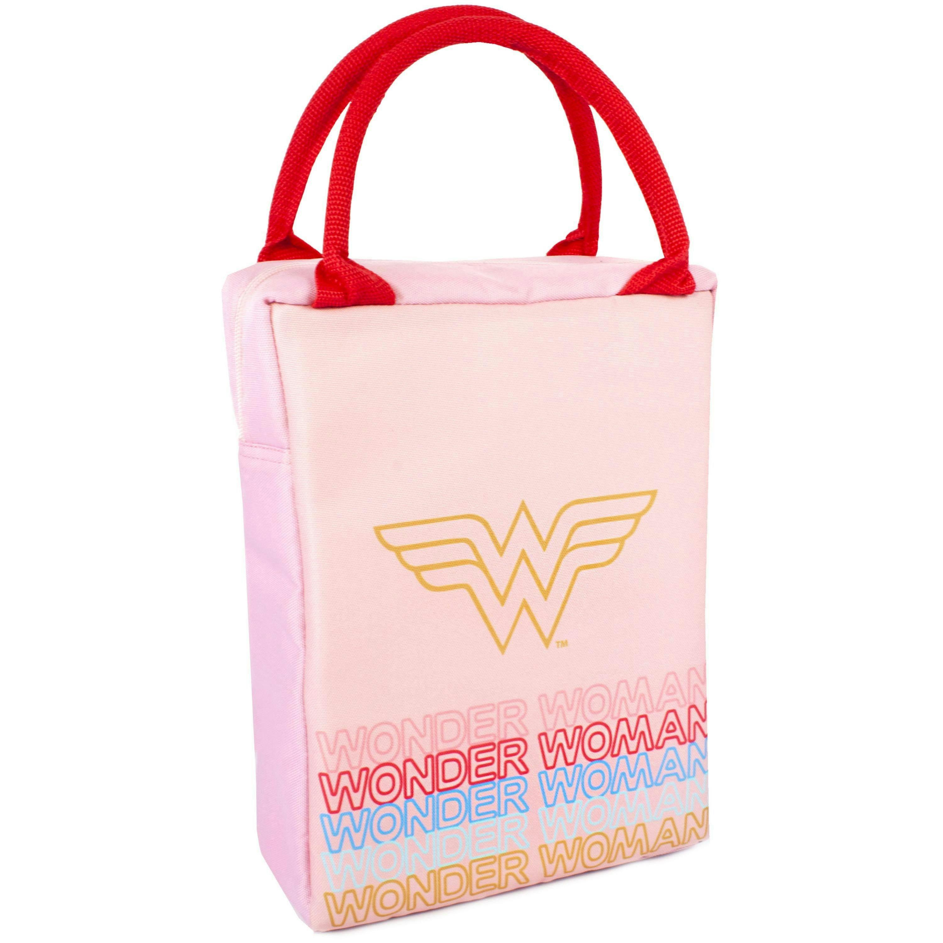 DC Comics Womens Pink Logo & Icon Print Lunch Bag Bottle and Snack Pot (One Size) by Vanilla Underground , view 4 of 6