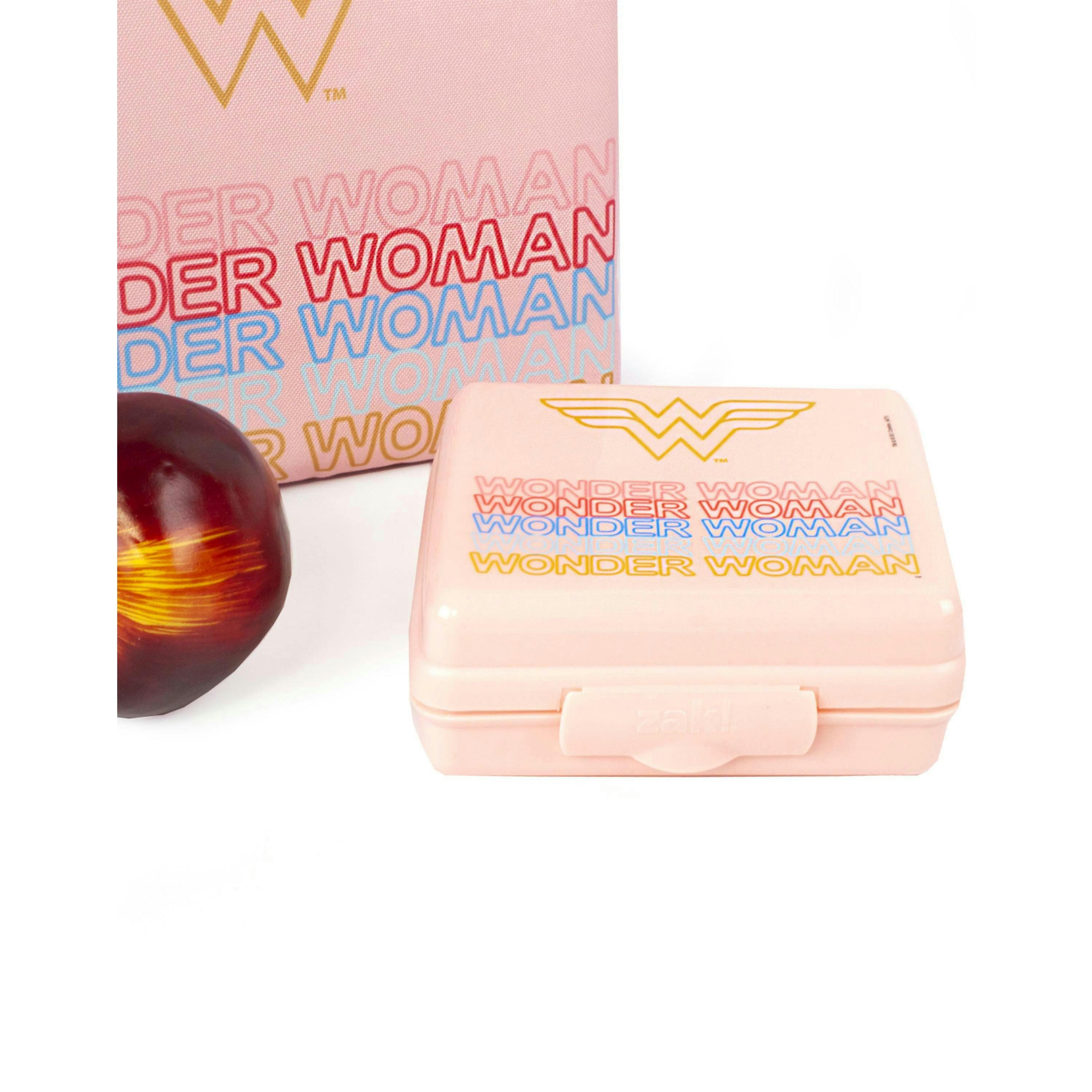 DC Comics Womens Pink Logo & Icon Print Lunch Bag Bottle and Snack Pot (One Size) by Vanilla Underground , view 5 of 6
