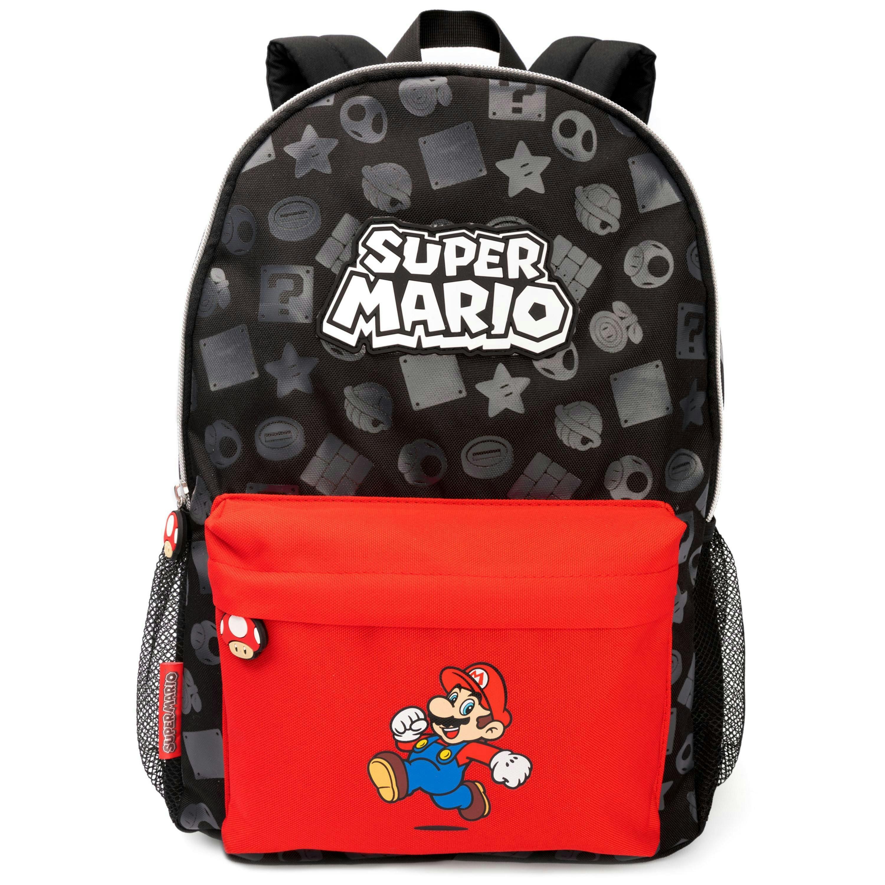 Nintendo Boys Black Logo, Mario Placement Print / Moulded Toad Zipper Backpack (One Size) by Vanilla Underground , view 2 of 6