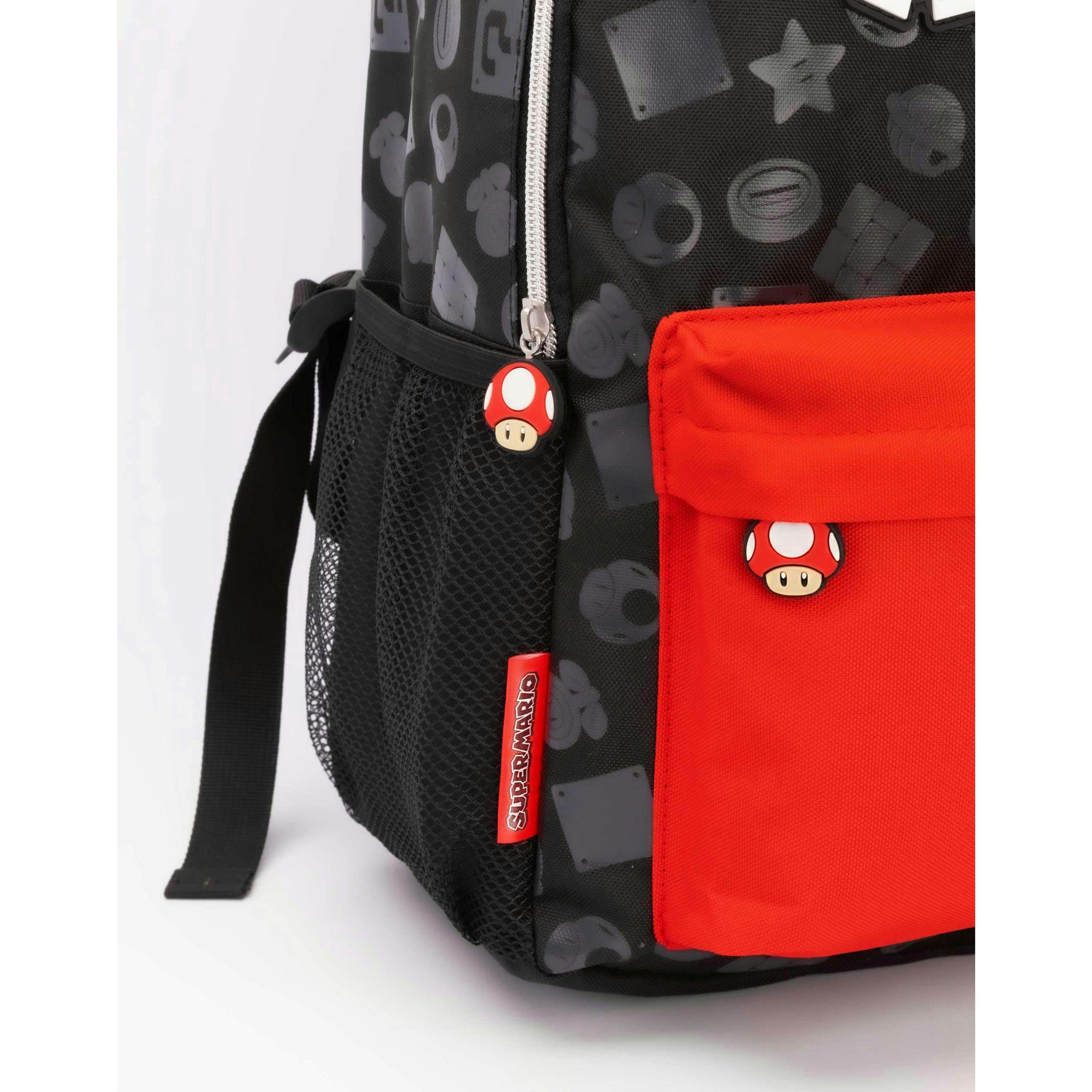 Nintendo Boys Black Logo, Mario Placement Print / Moulded Toad Zipper Backpack (One Size) by Vanilla Underground , view 4 of 6