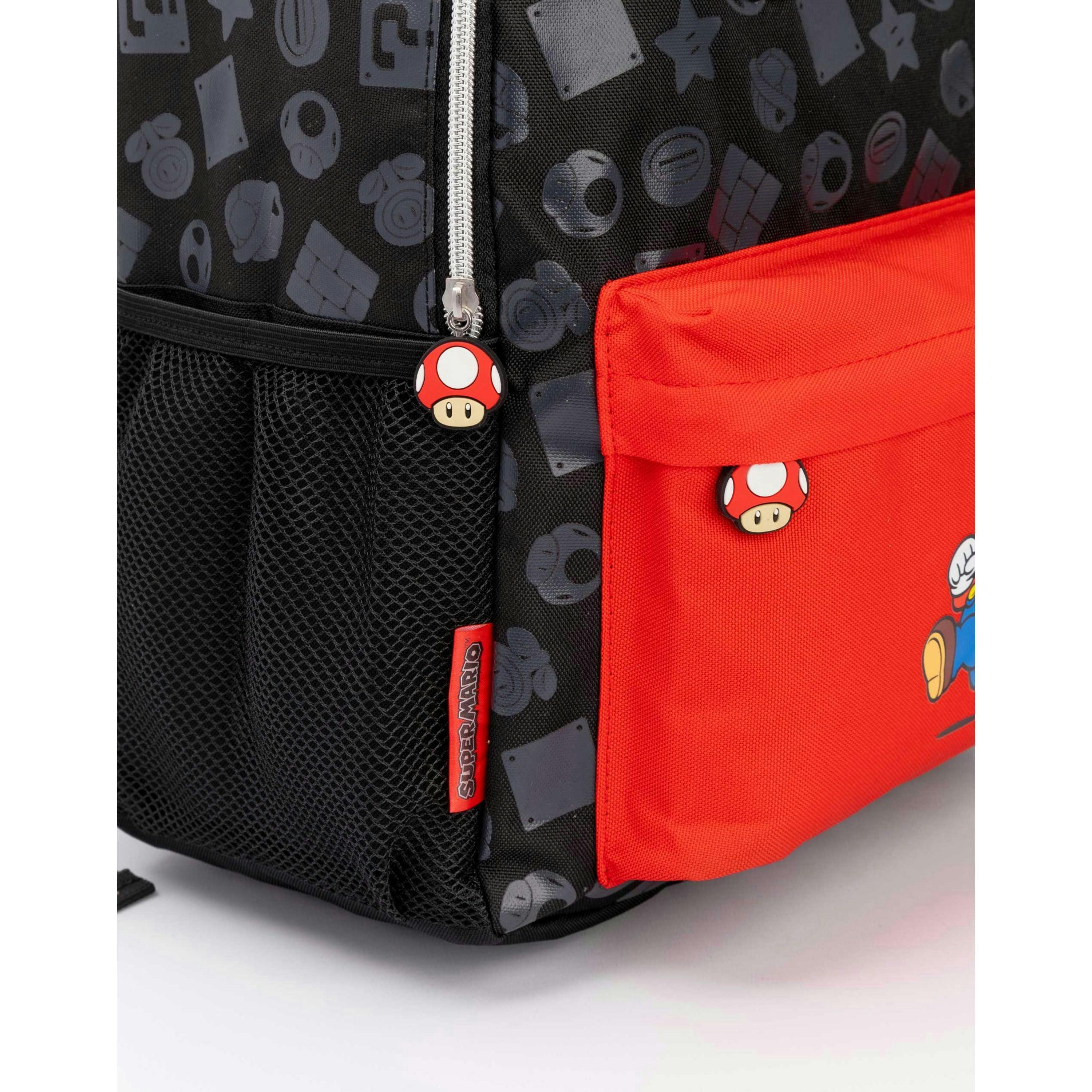 Nintendo Boys Black Logo, Mario Placement Print / Moulded Toad Zipper Backpack (One Size) by Vanilla Underground , view 5 of 6