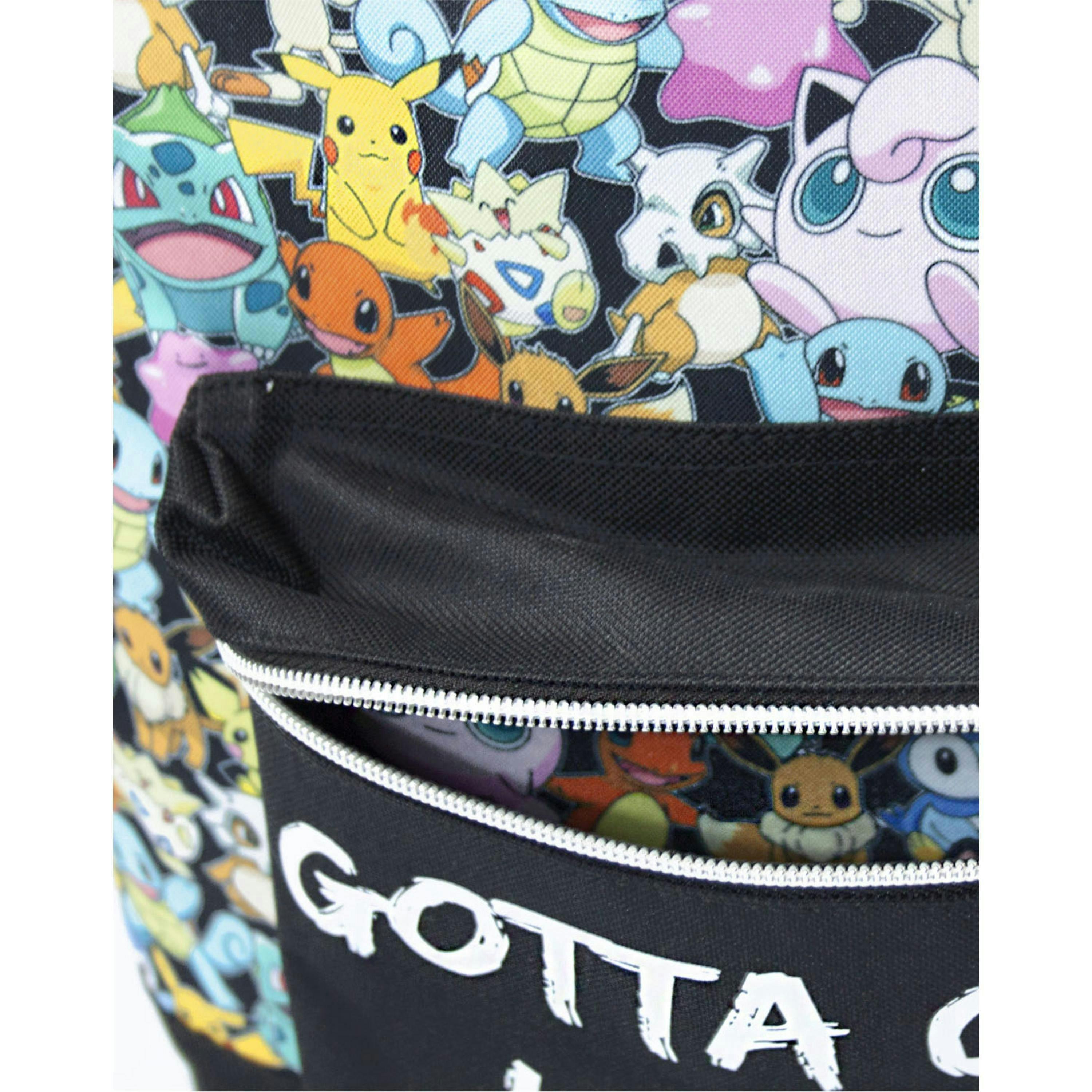 Pokemon Unisex Kids Black Multi Character Print & Gotta Catch Em All Backpack (One Size) by Vanilla Underground , view 3 of 4