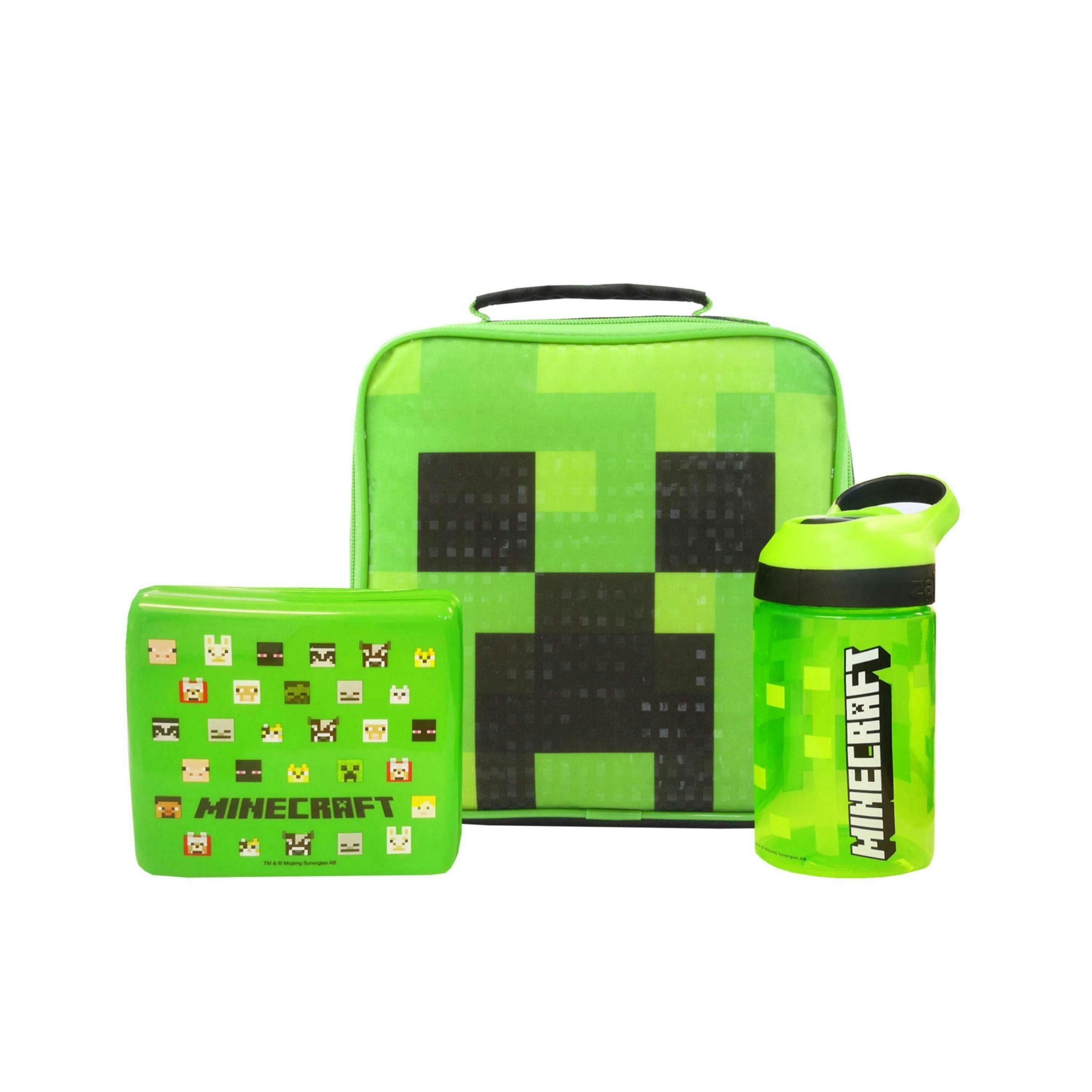 Minecraft Boys Green Creeper Lunch Bag Bottle and Snack Pot (One Size) by Vanilla Underground , view 1 of 6