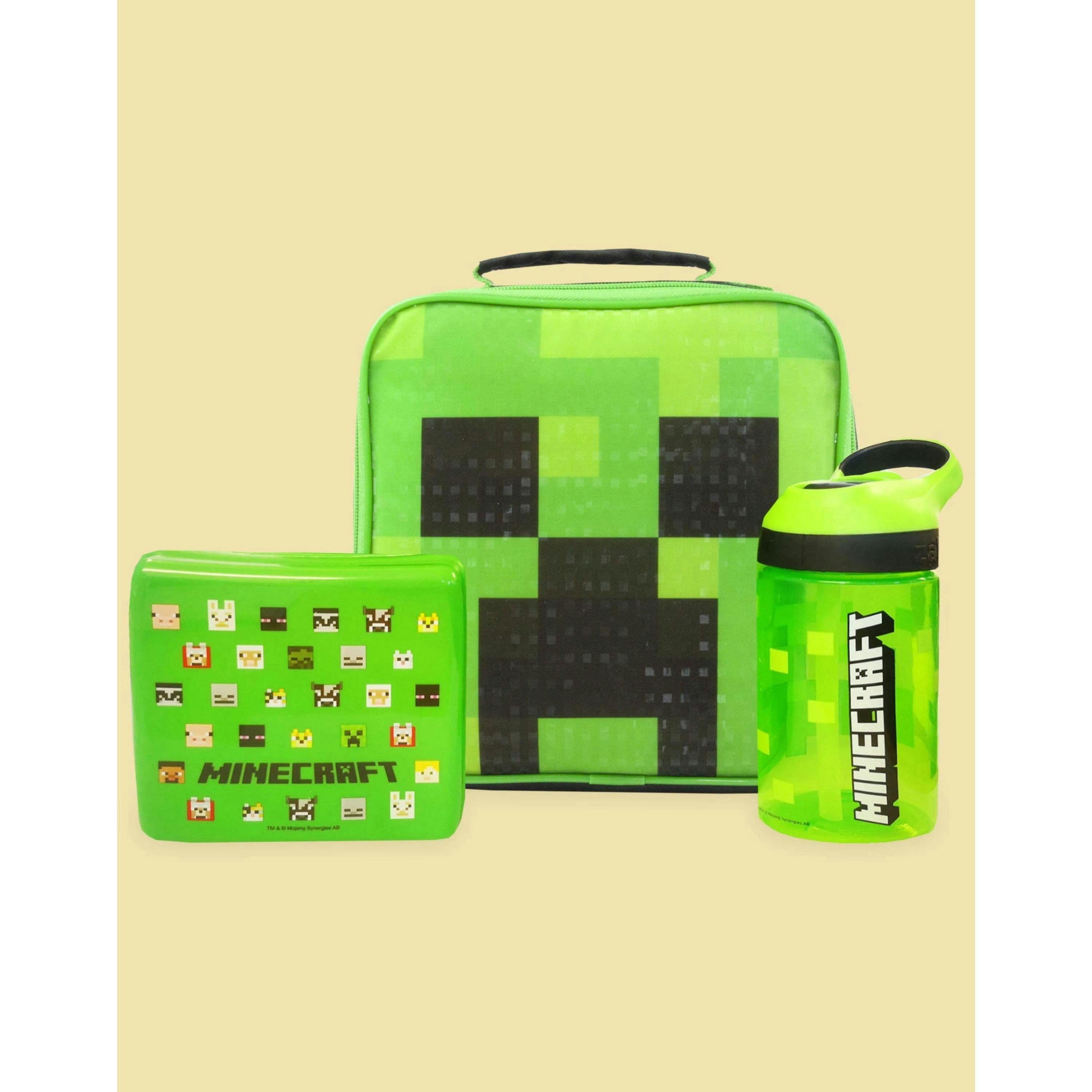 Minecraft Boys Green Creeper Lunch Bag Bottle and Snack Pot (One Size) by Vanilla Underground , view 2 of 6