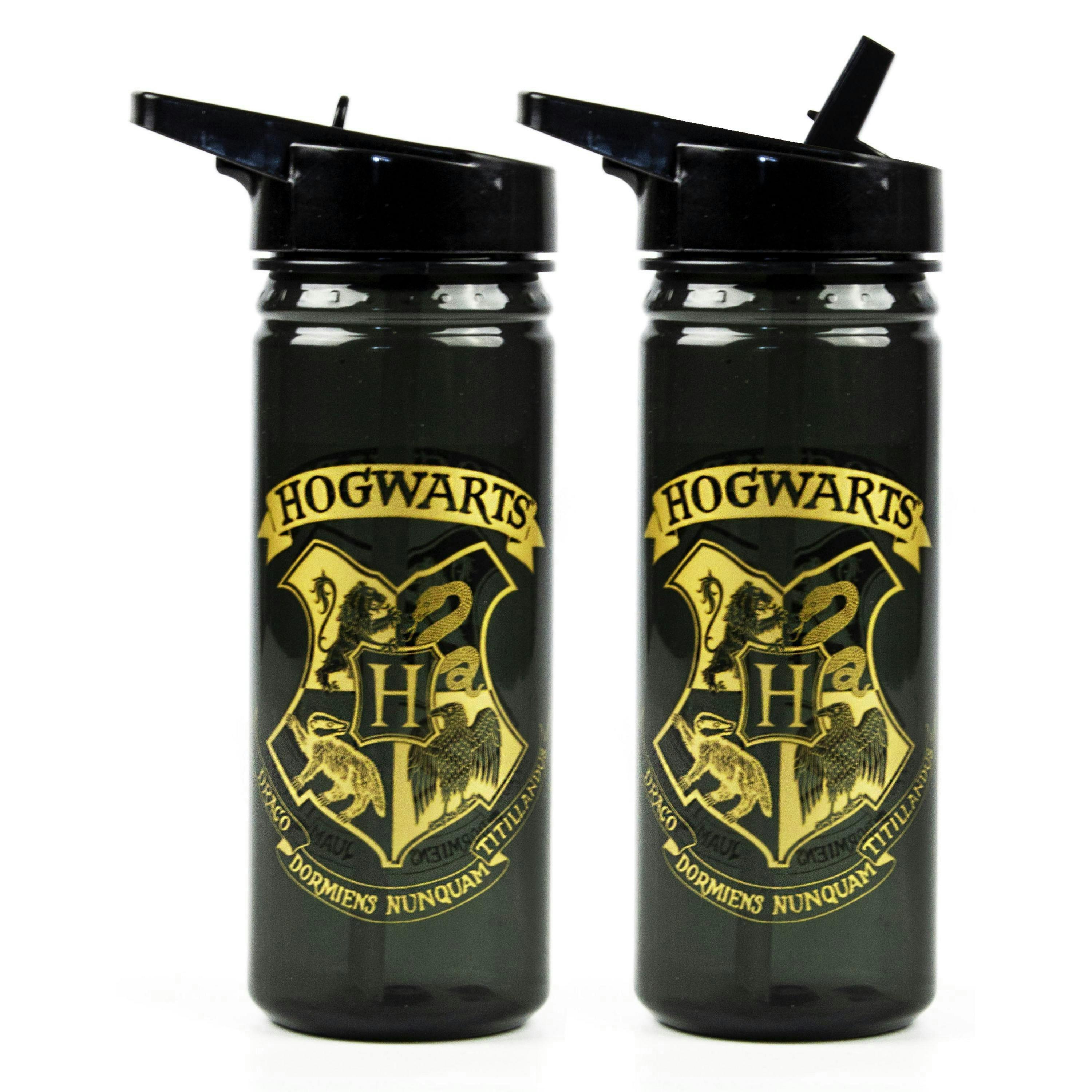 Harry Potter Unisex Kids Black Hogwarts Crest Print Straw Water Bottle (One Size) by Vanilla Underground , view 3 of 4