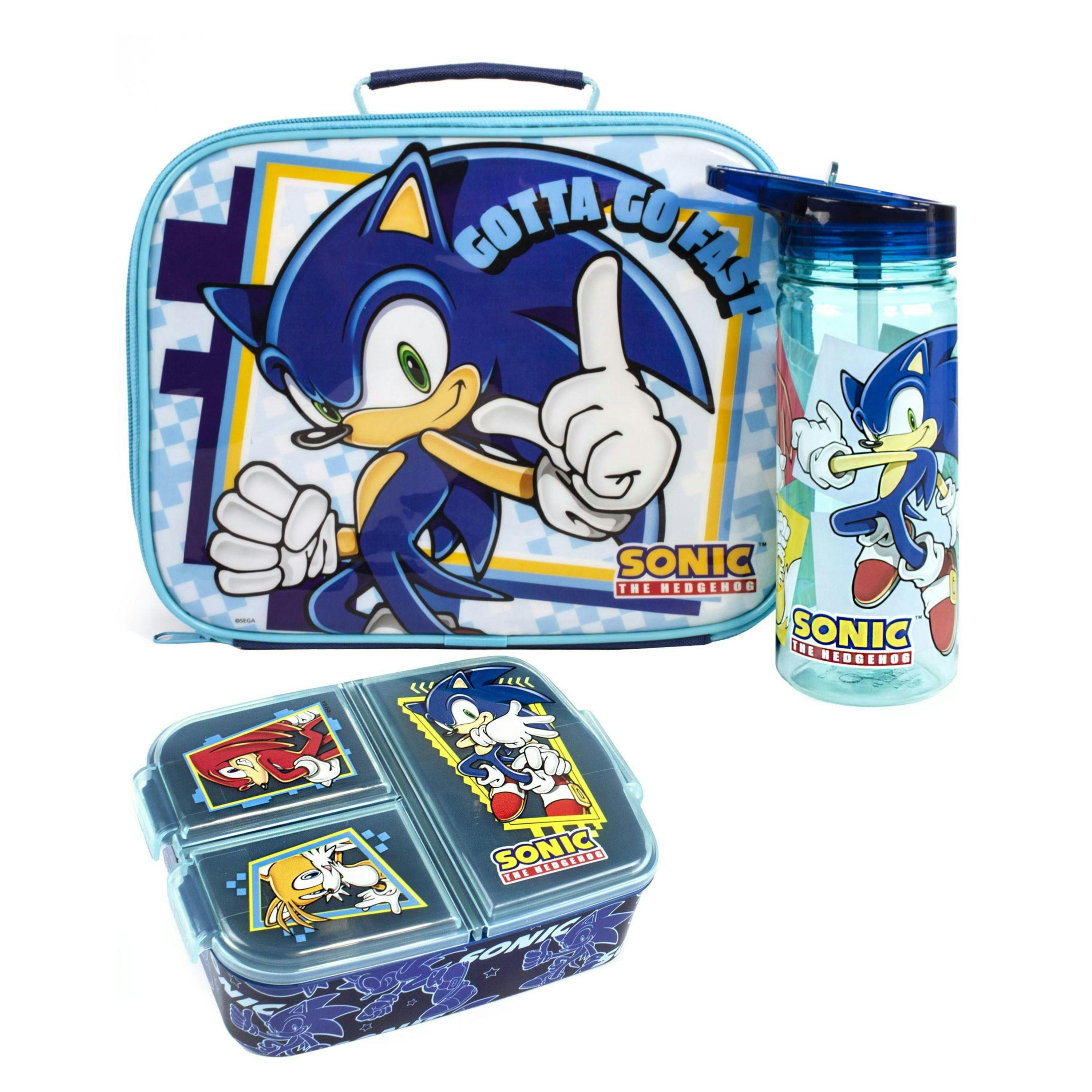 Sonic the Hedgehog Girls Blue Sonic , Tails & Knuckles Placement Print Lunch Bag Bottle and Snack Pot (One Size) by Vanilla Underground , view 1 of 6