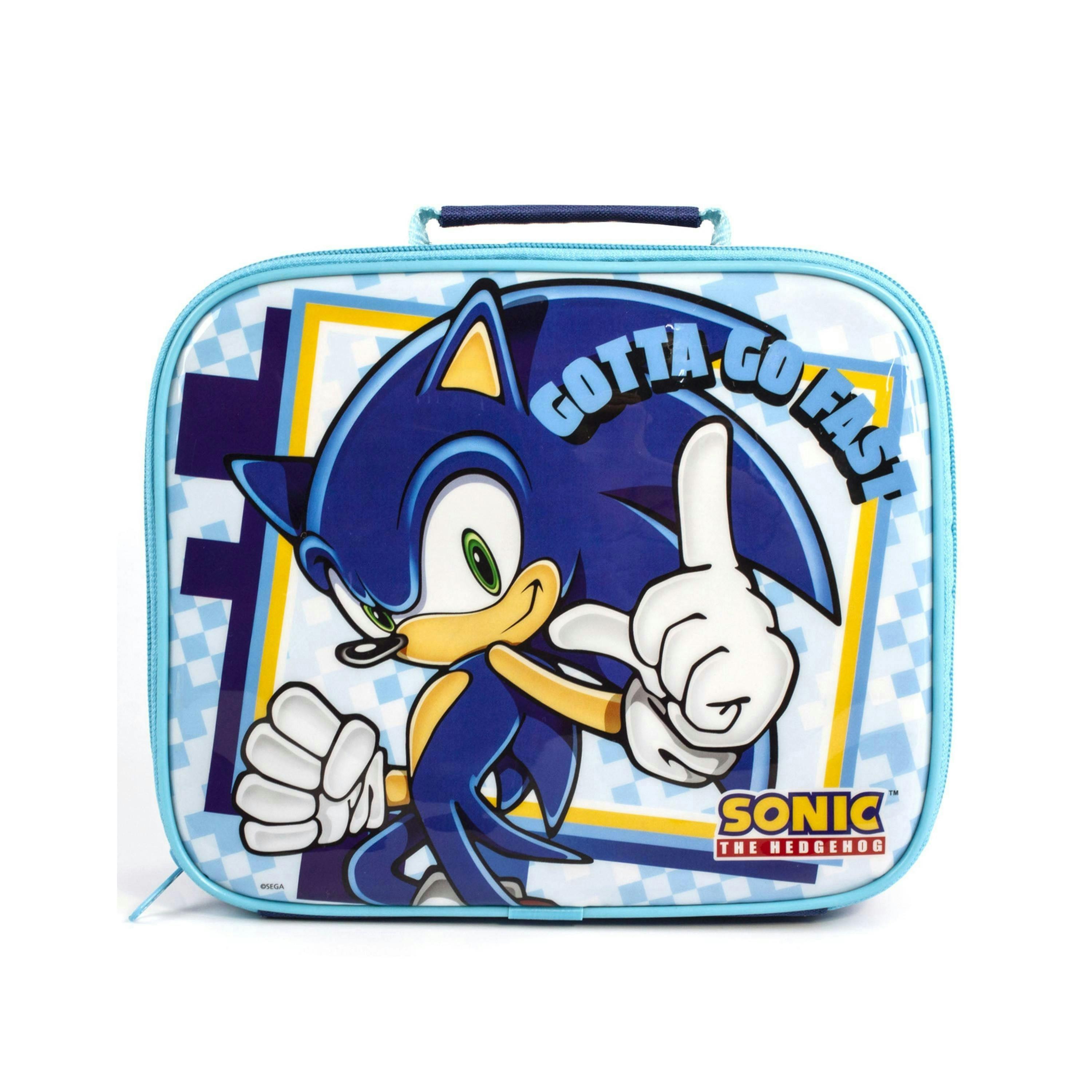 Sonic the Hedgehog Girls Blue Sonic , Tails & Knuckles Placement Print Lunch Bag Bottle and Snack Pot (One Size) by Vanilla Underground , view 2 of 6