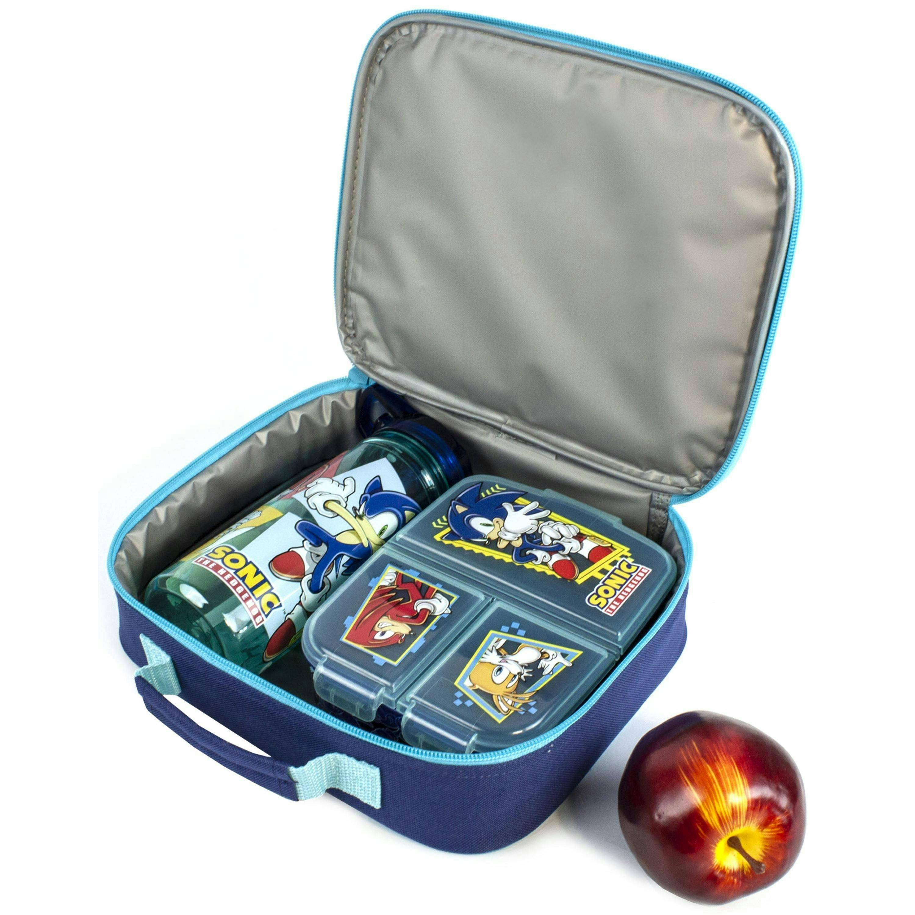 Sonic the Hedgehog Girls Blue Sonic , Tails & Knuckles Placement Print Lunch Bag Bottle and Snack Pot (One Size) by Vanilla Underground , view 3 of 6