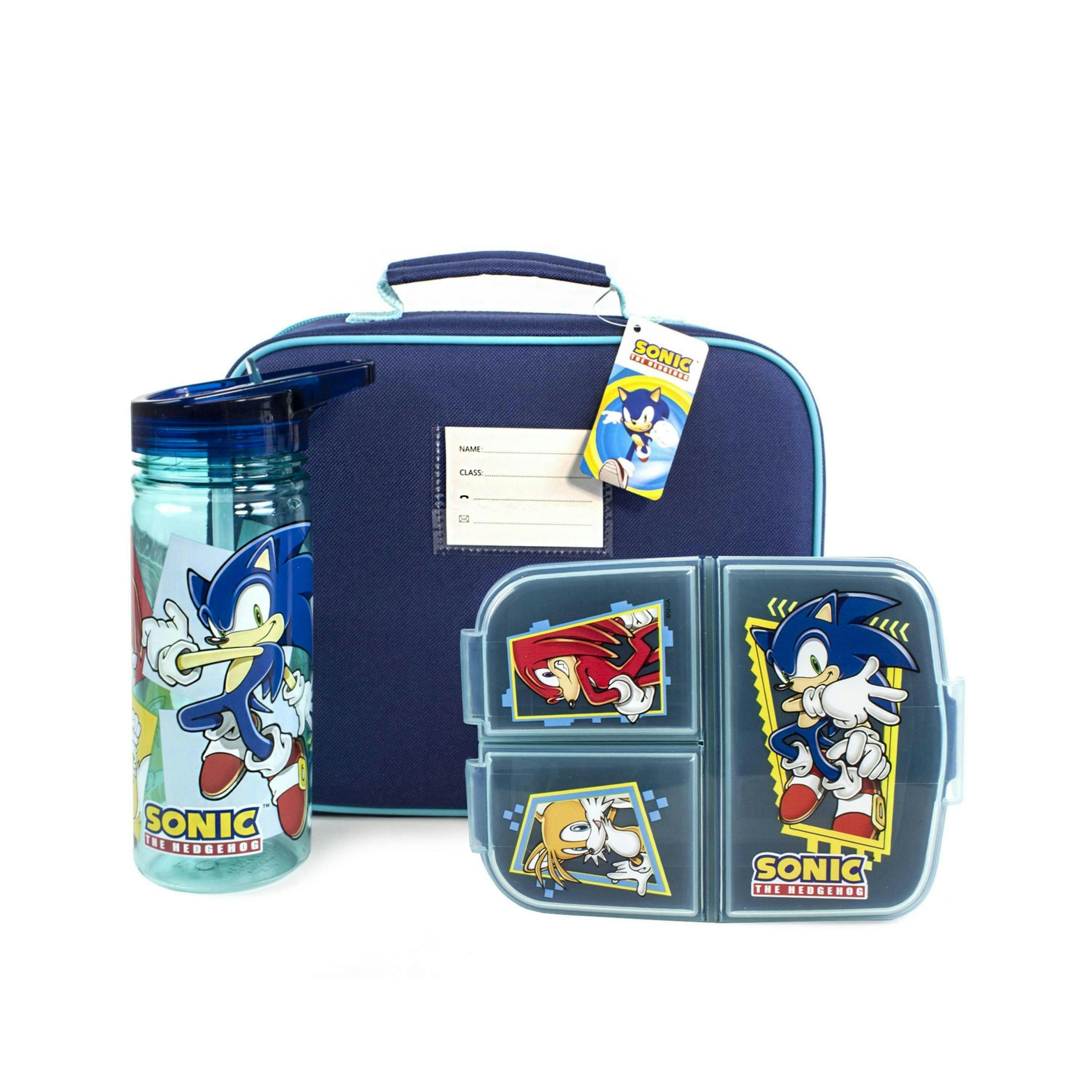 Sonic the Hedgehog Girls Blue Sonic , Tails & Knuckles Placement Print Lunch Bag Bottle and Snack Pot (One Size) by Vanilla Underground , view 5 of 6