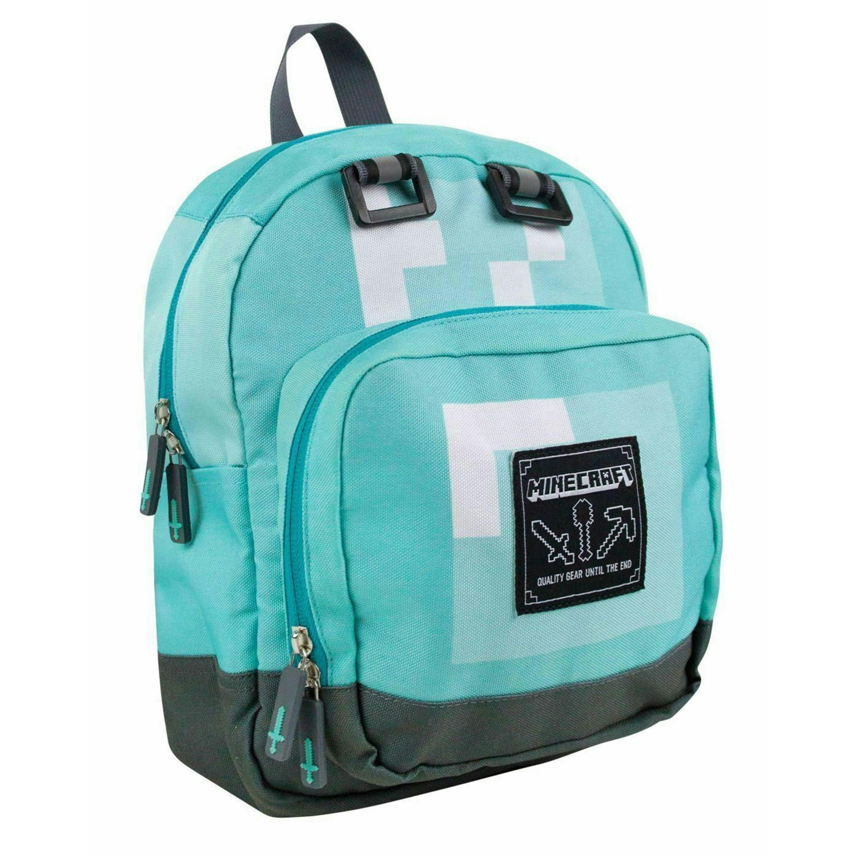 Minecraft Unisex Kids Blue Diamond Pixel Print Mini Backpack (One Size) [dis] by Vanilla Underground , view 1 of 6