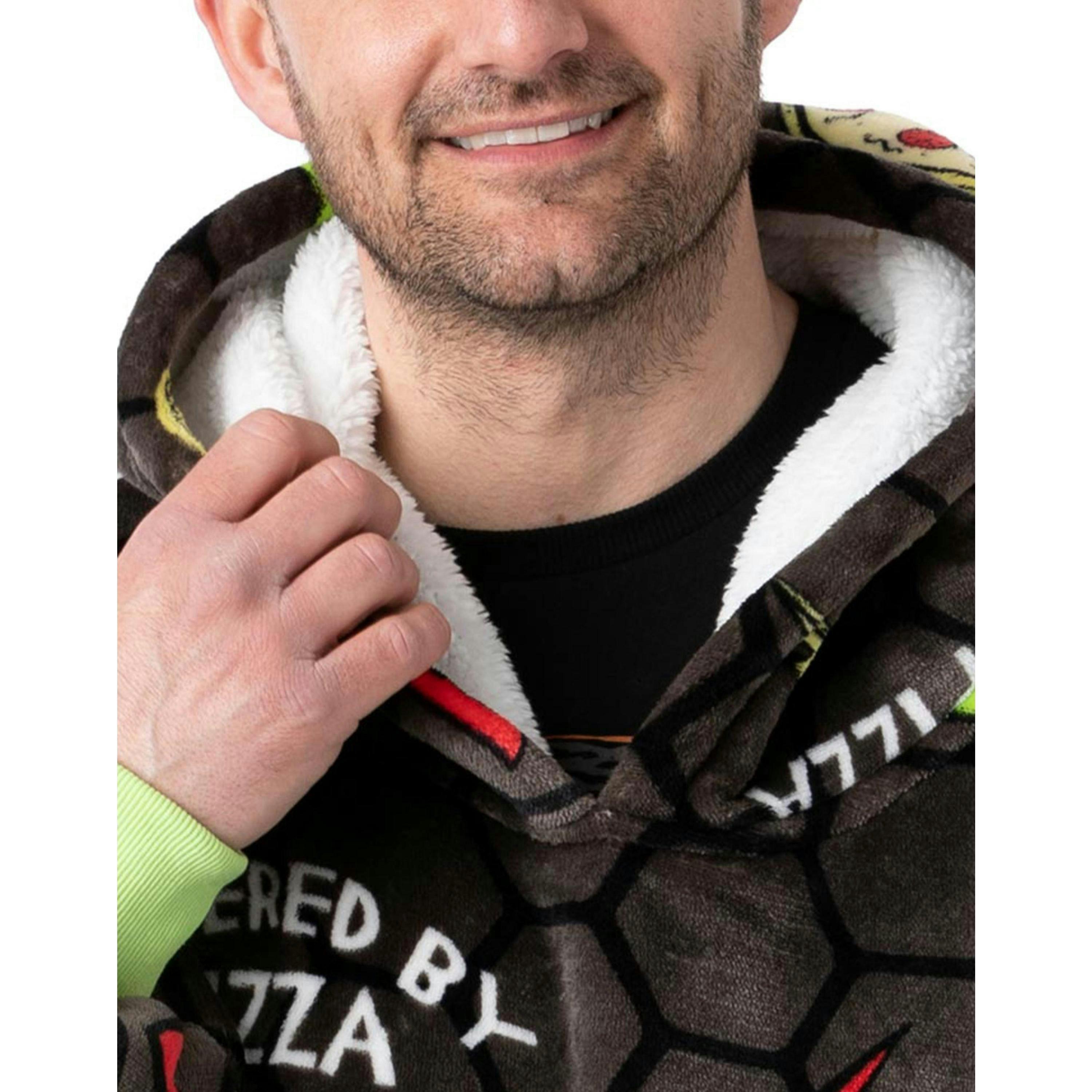 Teenage Mutant Ninja Turtles Mens Grey POWERED BY PIZZA Blanket Hoodie (One Size) by Vanilla Underground , view 6 of 6