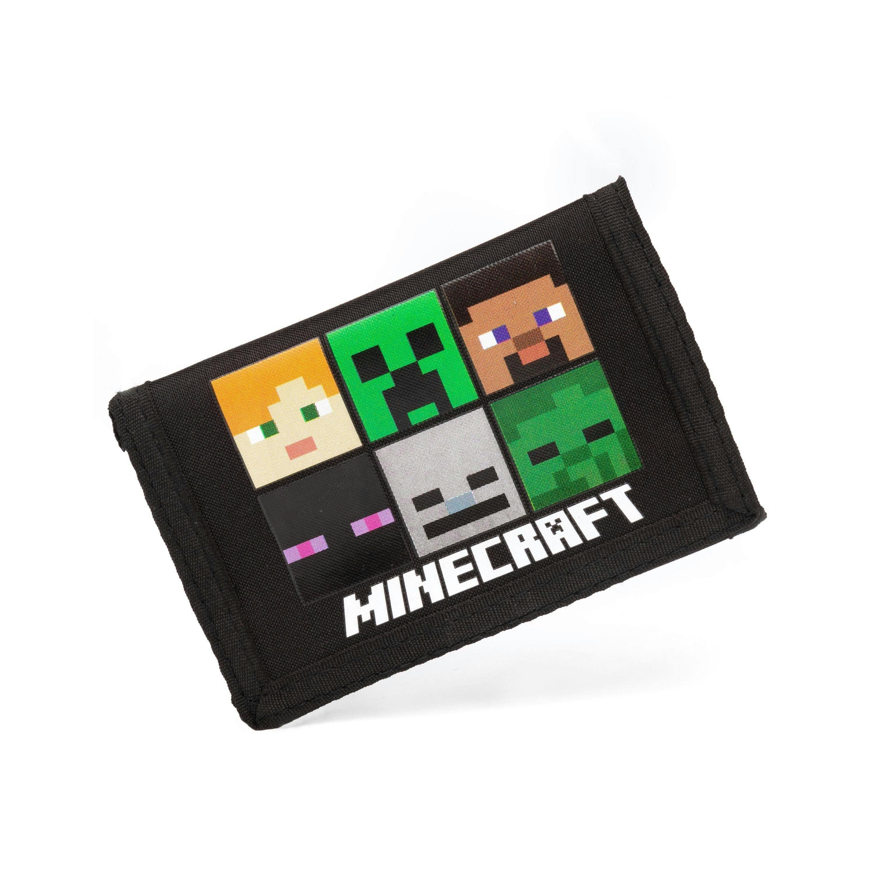 Minecraft Unisex Kids Black Multi Character Velcro Wallet (One Size) [dis] by Vanilla Underground , view 1 of 6