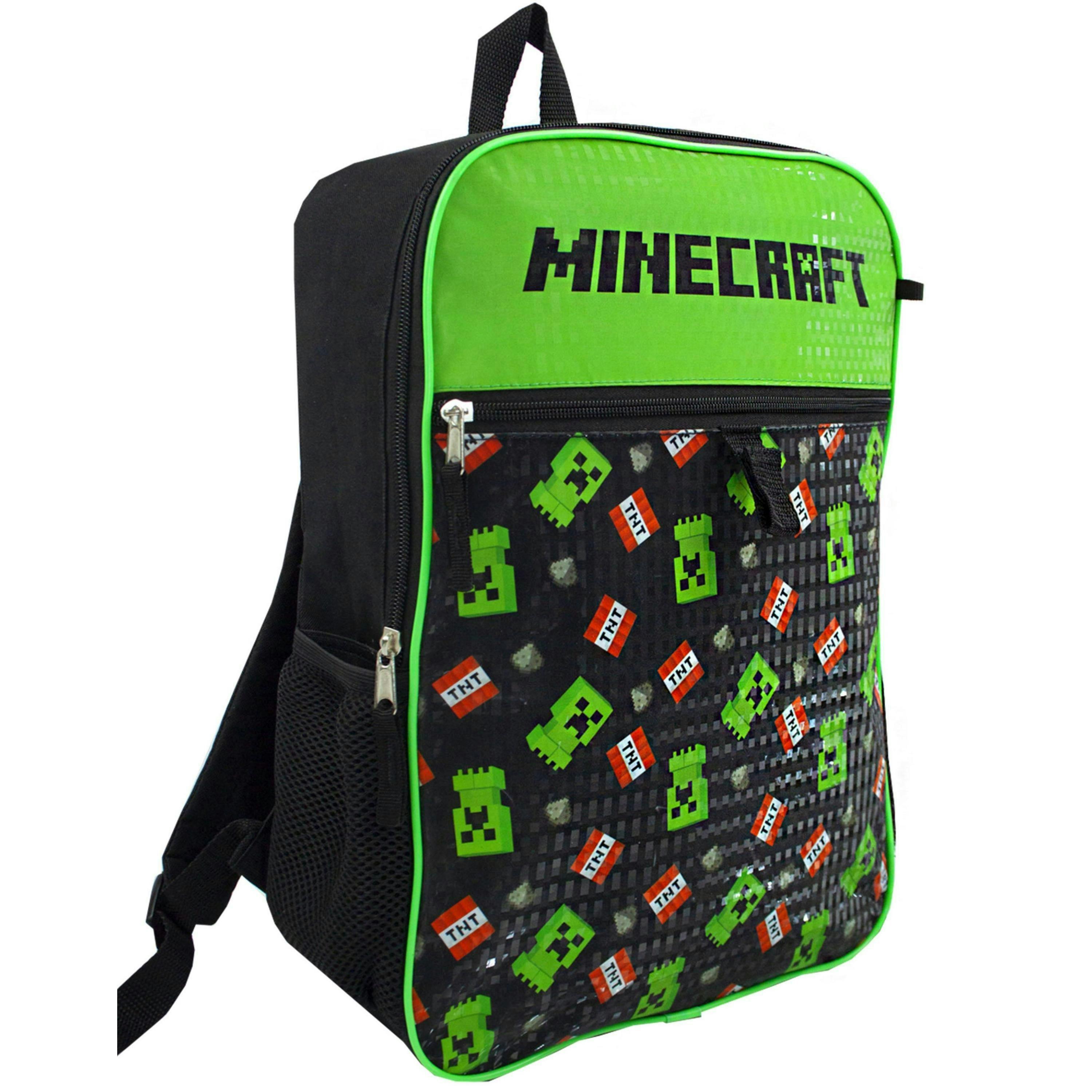 Minecraft Back pack set 5 Piece Boys Black Creeper & Tnt Graphics 5 Piece Backpack Set (One Size) by Vanilla Underground , view 4 of 6