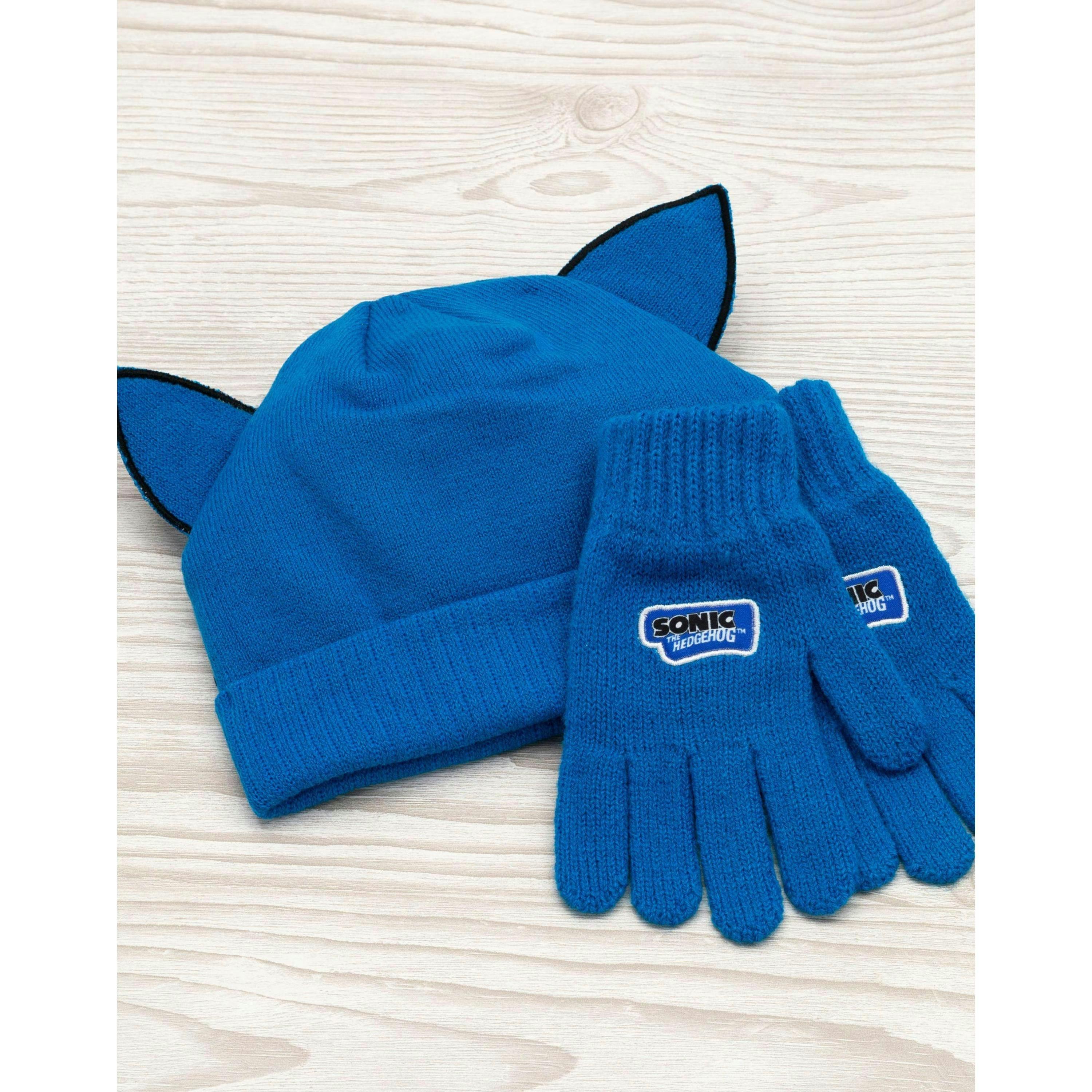Sonic the Hedgehog Boys Blue Character Front Beanie and Gloves Set (One Size) by Vanilla Underground , view 2 of 6
