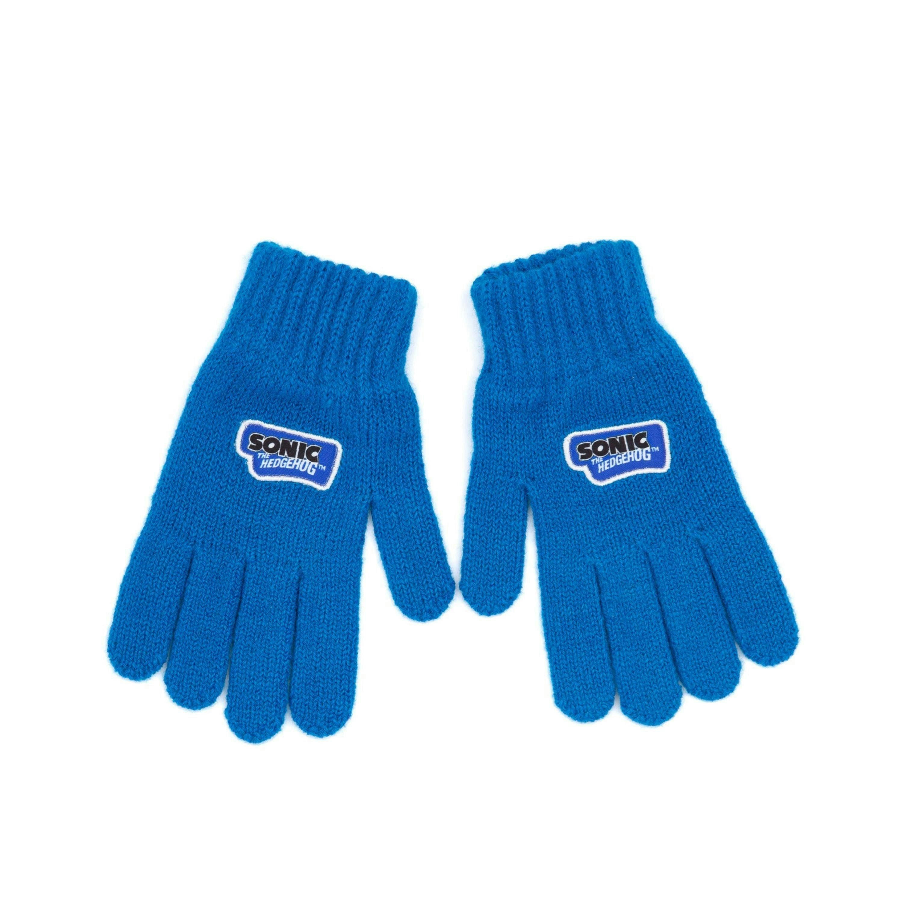 Sonic the Hedgehog Boys Blue Character Front Beanie and Gloves Set (One Size) by Vanilla Underground , view 5 of 6