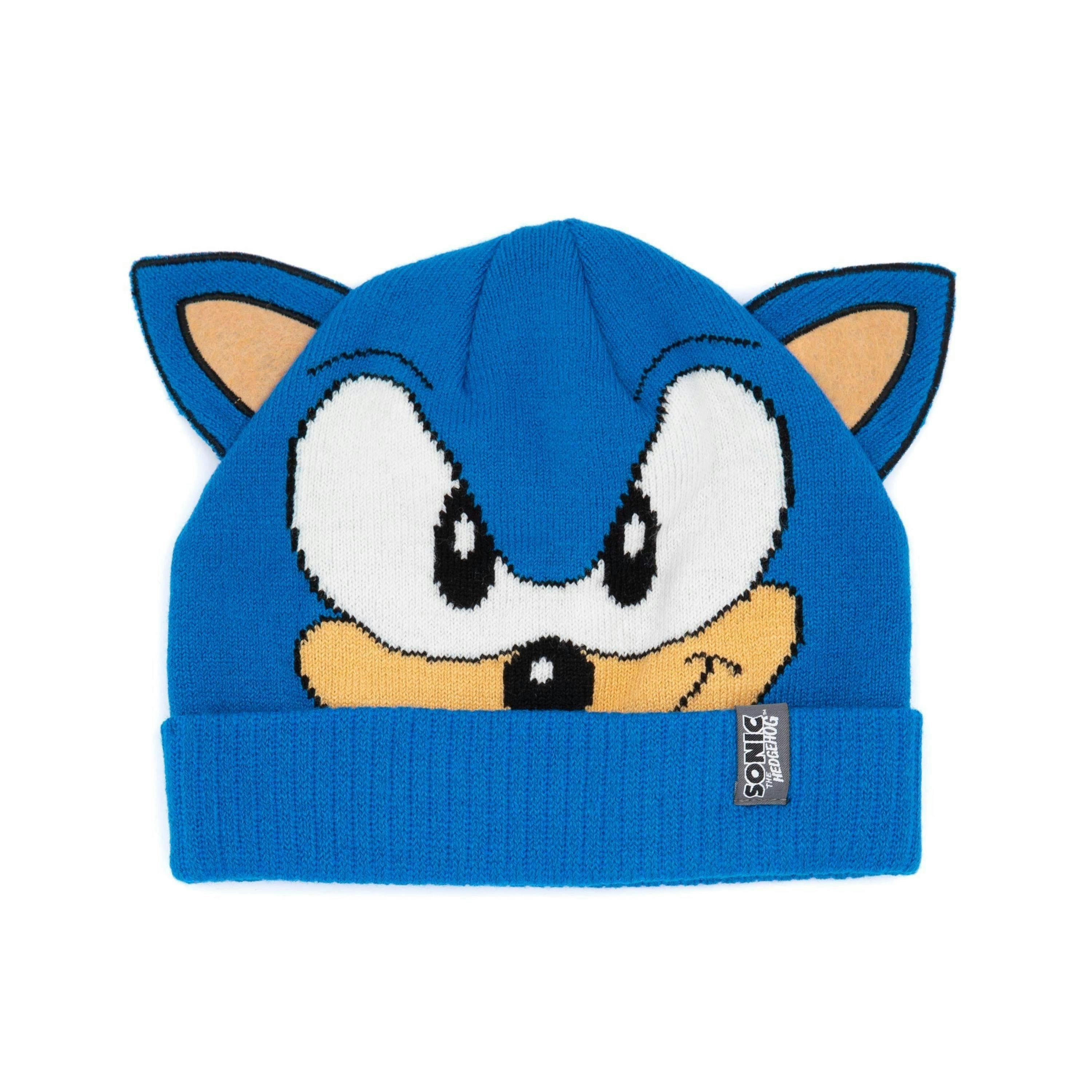 Sonic the Hedgehog Boys Blue Character Front Beanie and Gloves Set (One Size) by Vanilla Underground , view 6 of 6