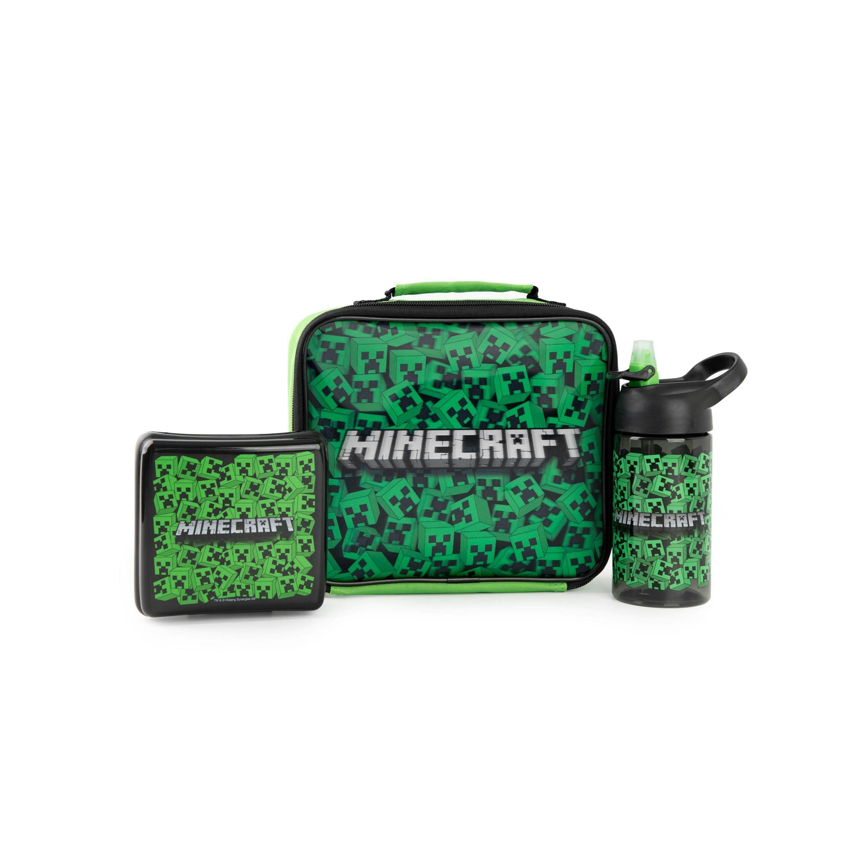 Minecraft Boys Green Creeper Lunch Bag Bottle and Snack Pot (One Size) by Vanilla Underground , view 1 of 6