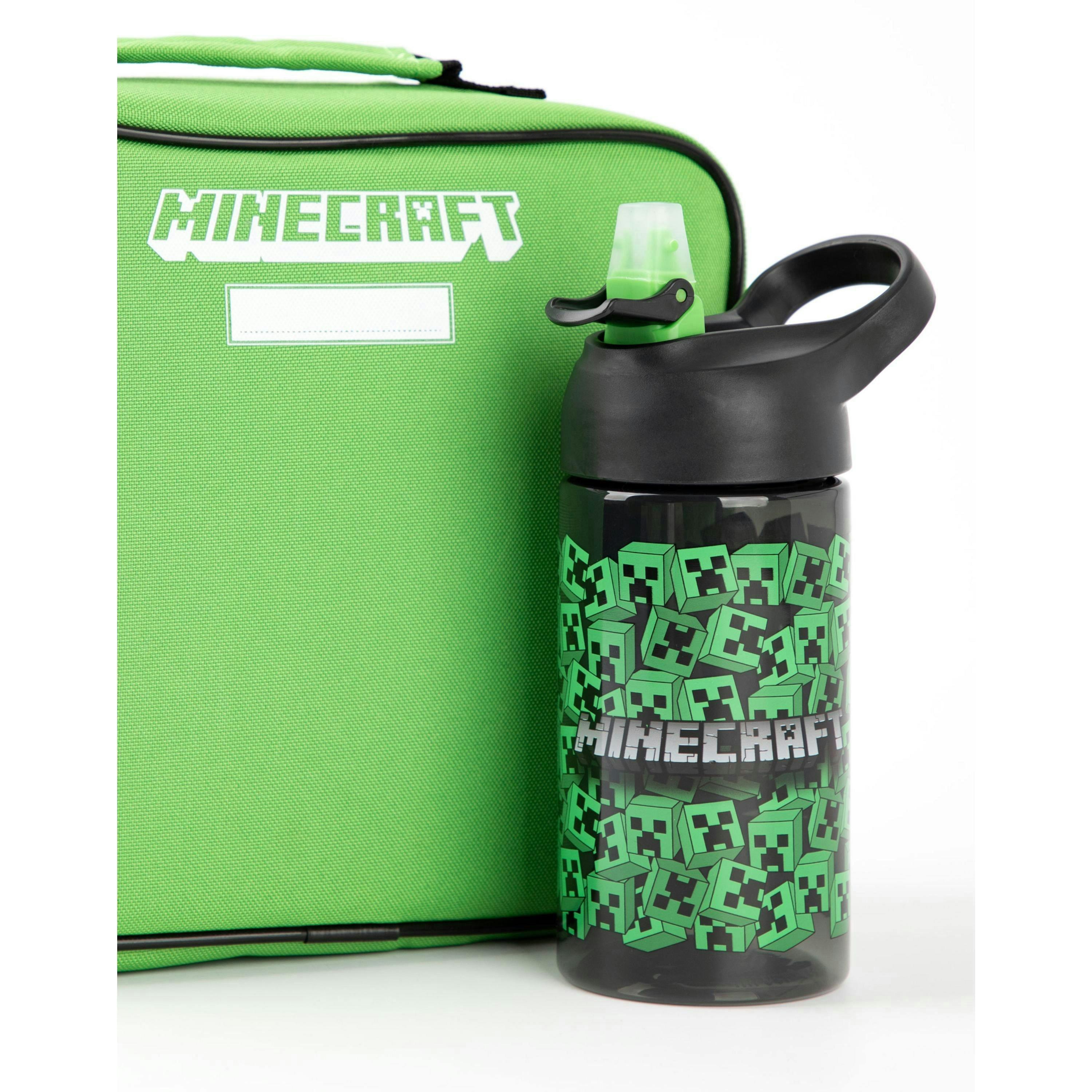 Minecraft Boys Green Creeper Lunch Bag Bottle and Snack Pot (One Size) by Vanilla Underground , view 2 of 6