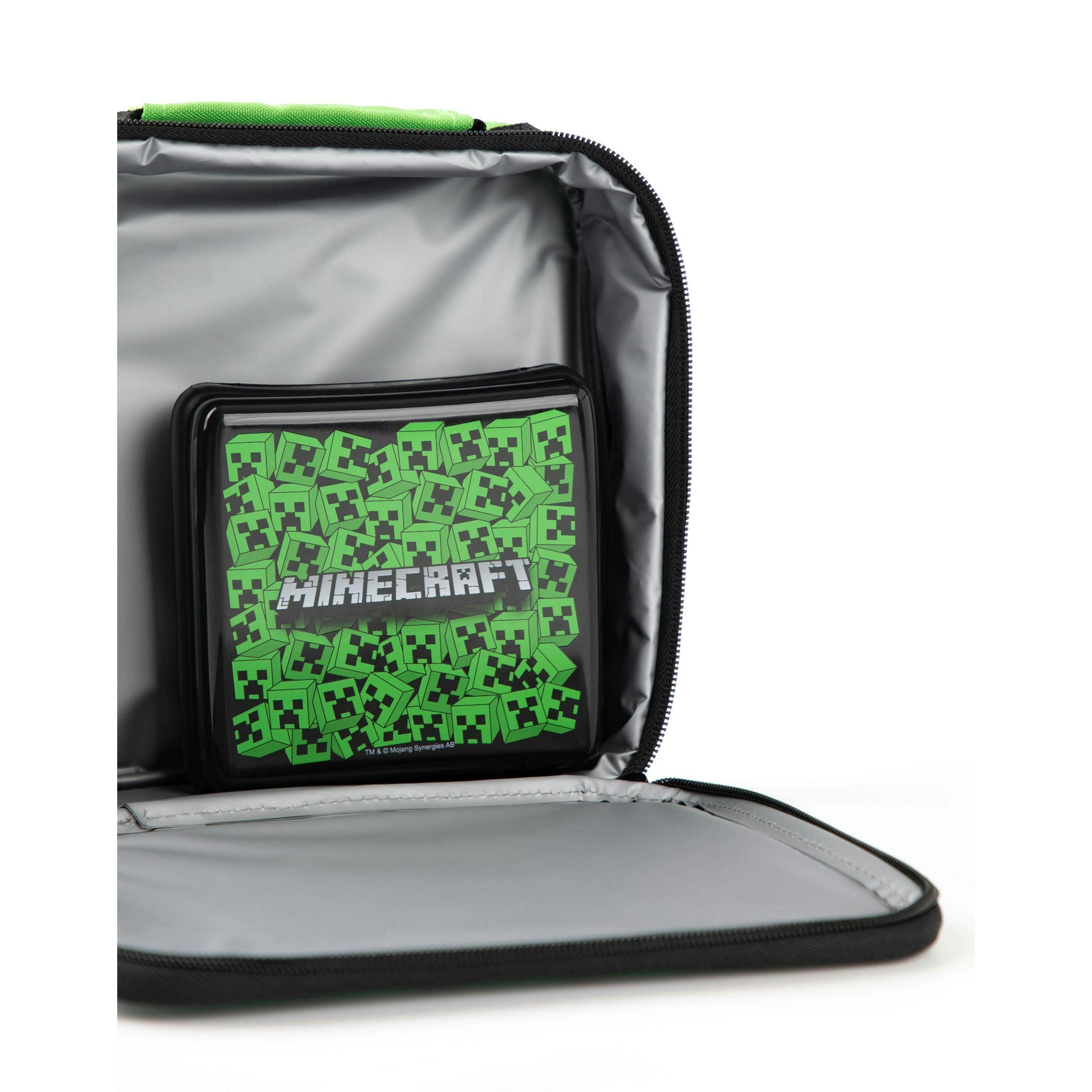 Minecraft Boys Green Creeper Lunch Bag Bottle and Snack Pot (One Size) by Vanilla Underground , view 4 of 6