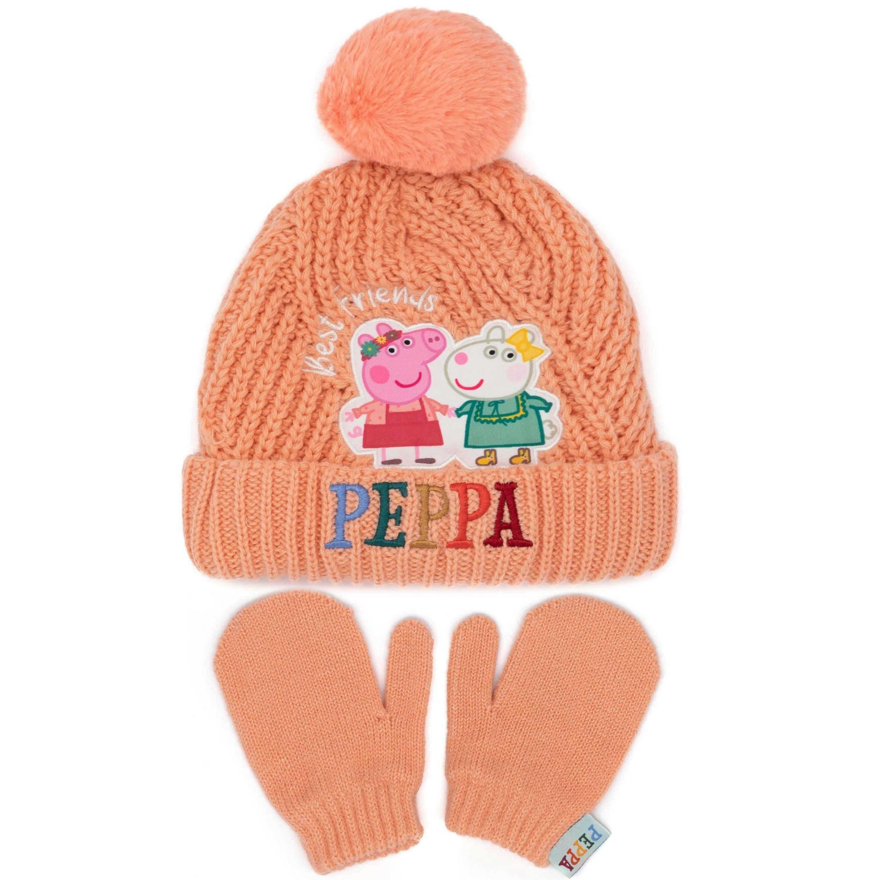 Peppa Pig Girls Orange Beanie and Gloves Set (One Size) by Vanilla Underground , view 1 of 6