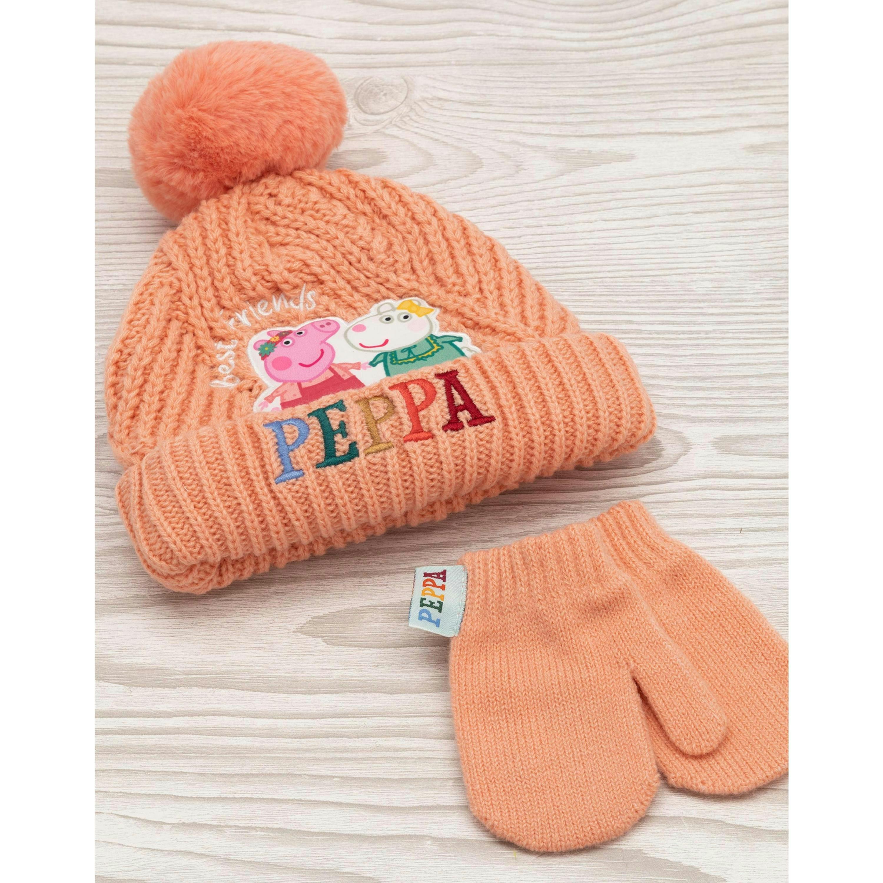 Peppa Pig Girls Orange Beanie and Gloves Set (One Size) by Vanilla Underground , view 2 of 6
