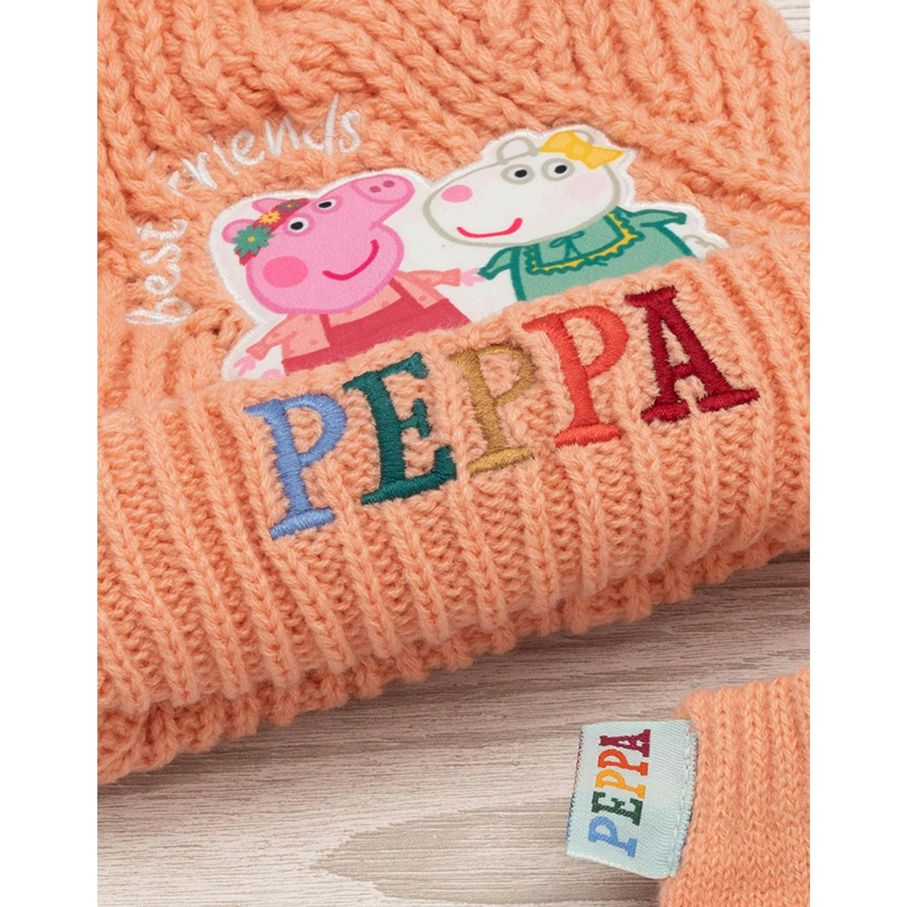 Peppa Pig Girls Orange Beanie and Gloves Set (One Size) by Vanilla Underground , view 4 of 6