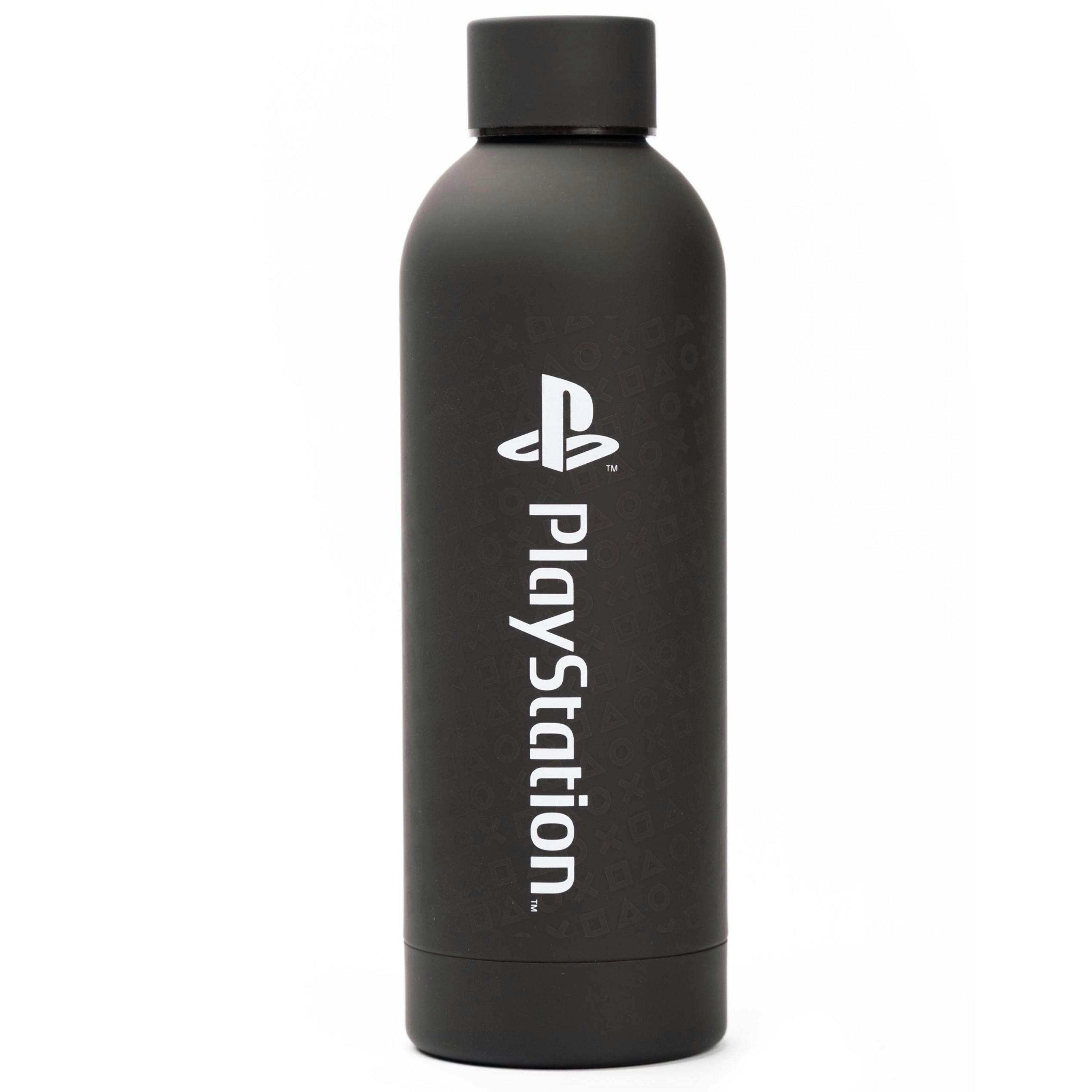 PlayStation Mens Black Basic Logo Print Stainless Steel Bottle (One Size) by Vanilla Underground , view 1 of 6