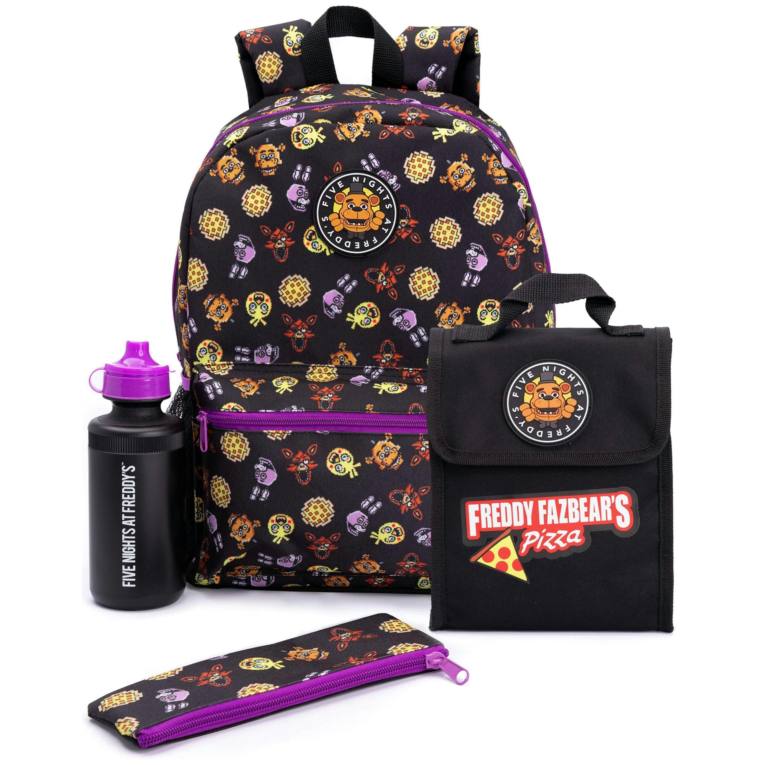 Five Nights At Freddy's Boys Black Printed 4 Piece Backpack Set (One Size) by Vanilla Underground , view 1 of 6