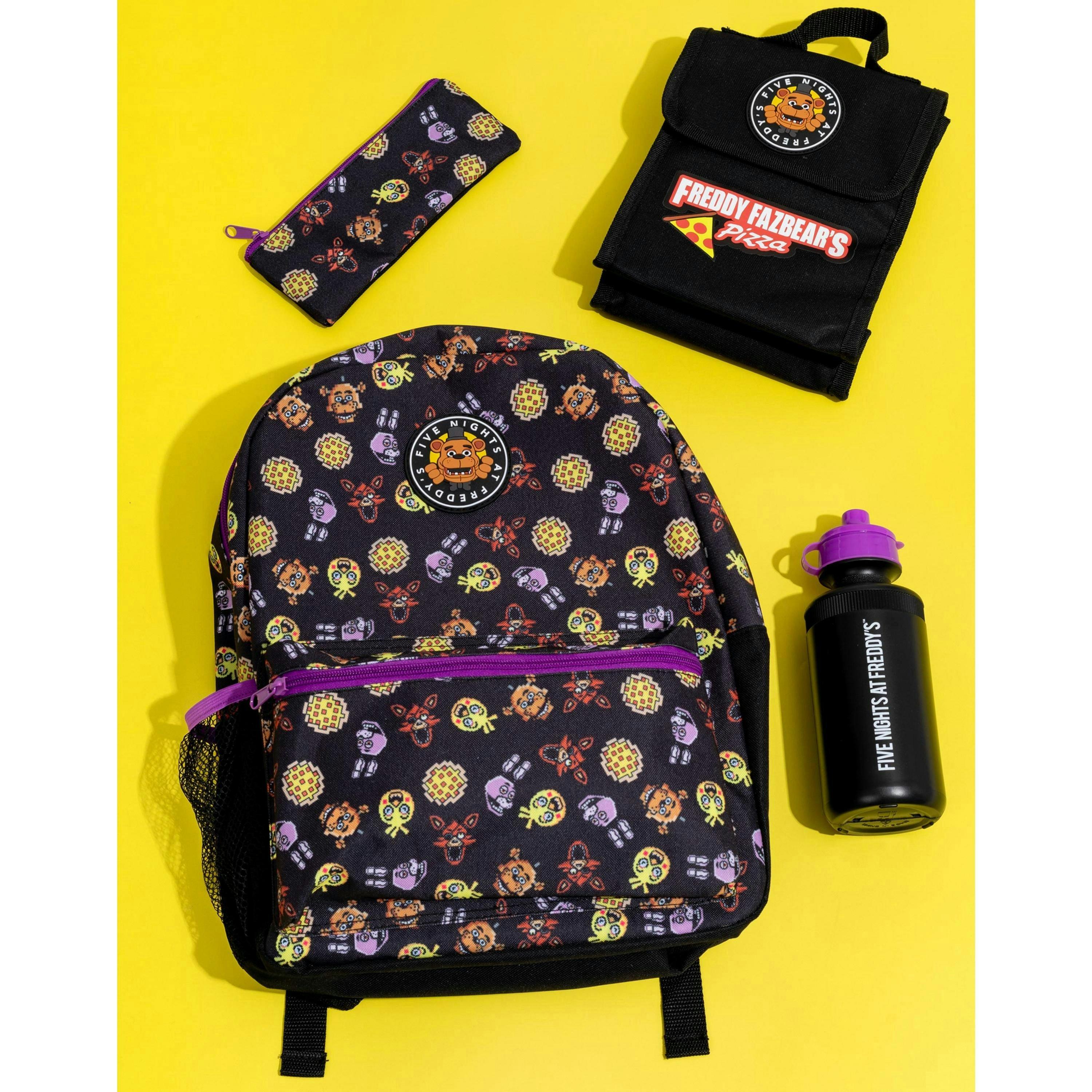 Five Nights At Freddy's Boys Black Printed 4 Piece Backpack Set (One Size) by Vanilla Underground , view 2 of 6