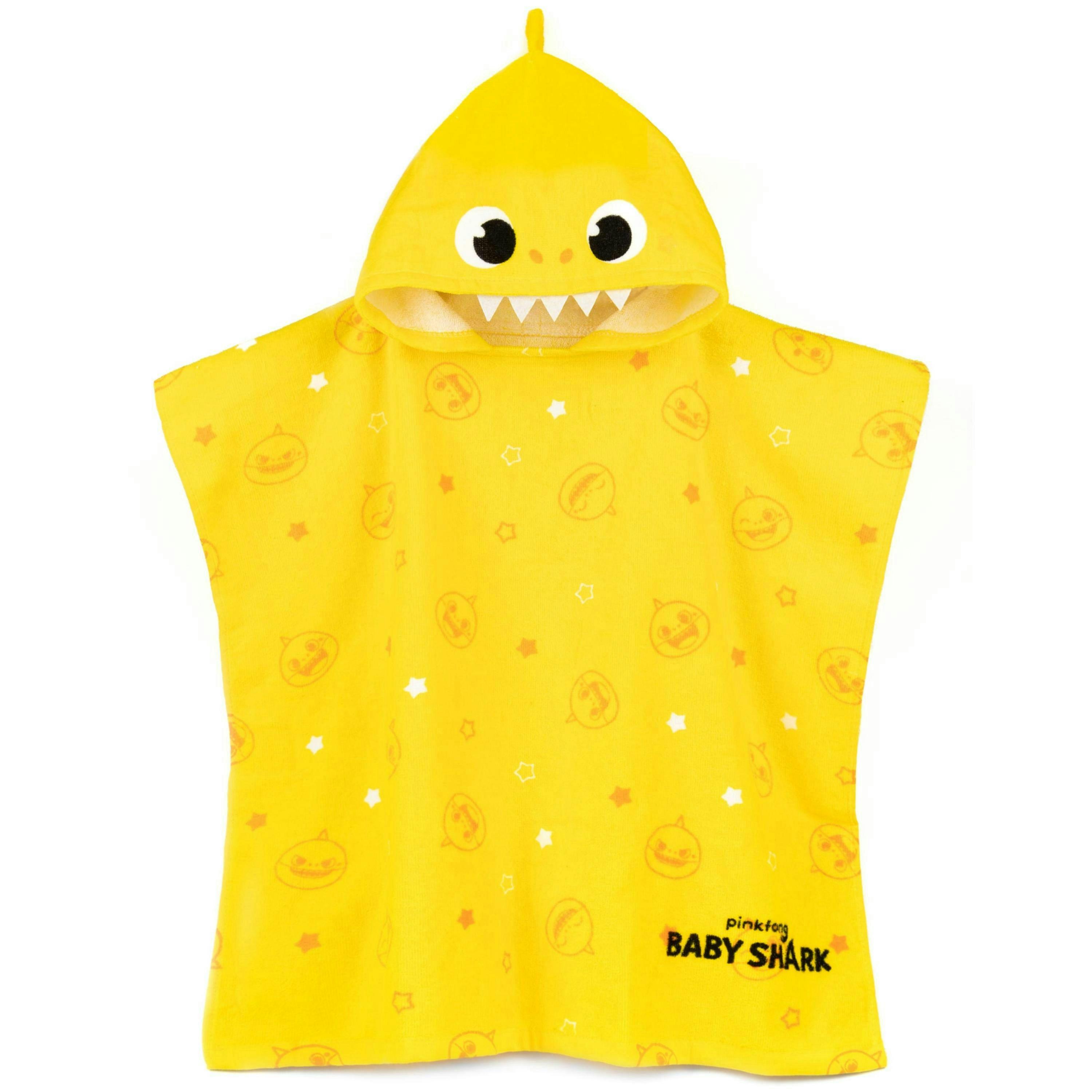 Baby Shark Unisex Kids Multicoloured Novelty Character 3D Hood Poncho Towel (One Size) by Vanilla Underground , view 1 of 6