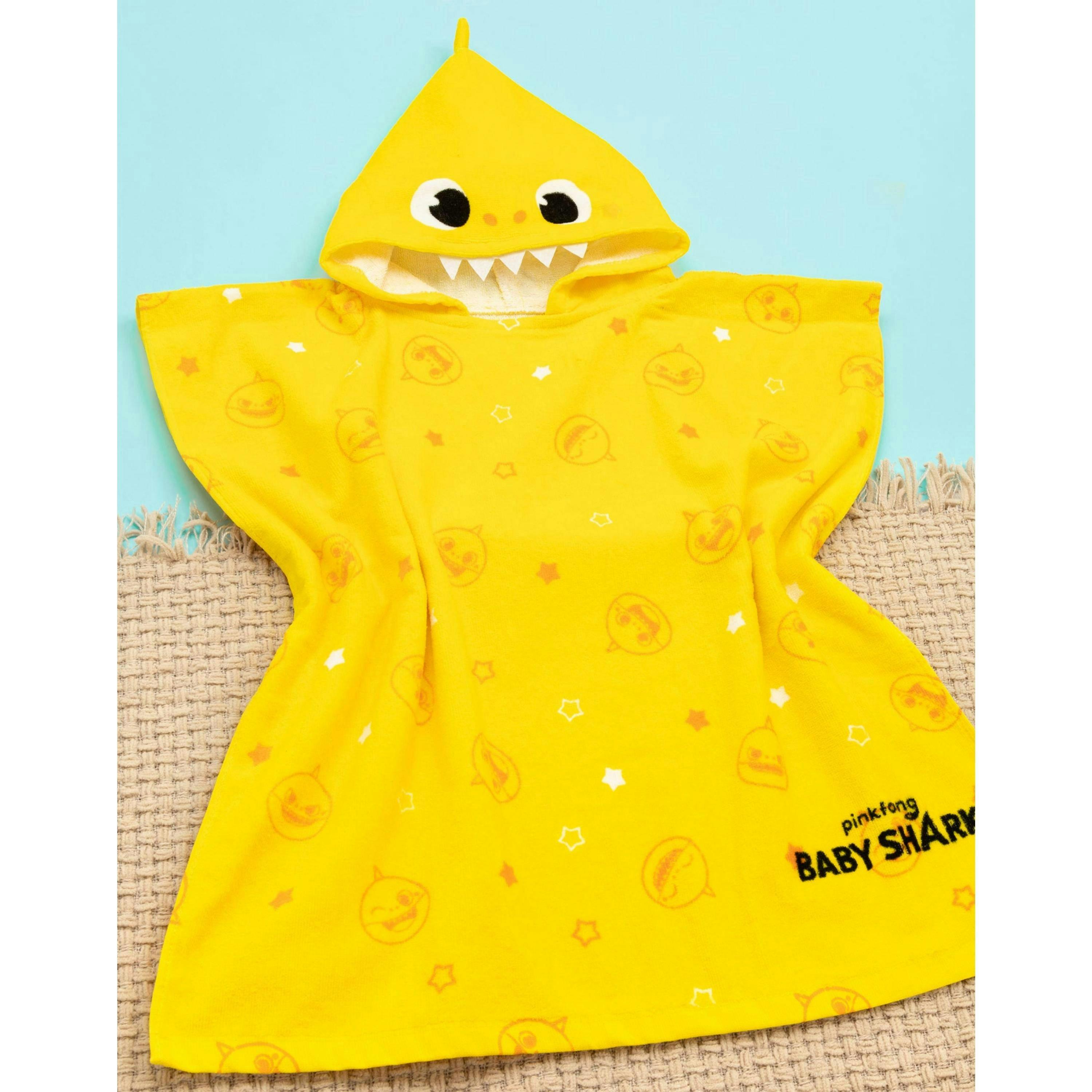 Baby Shark Unisex Kids Multicoloured Novelty Character 3D Hood Poncho Towel (One Size) by Vanilla Underground , view 2 of 6