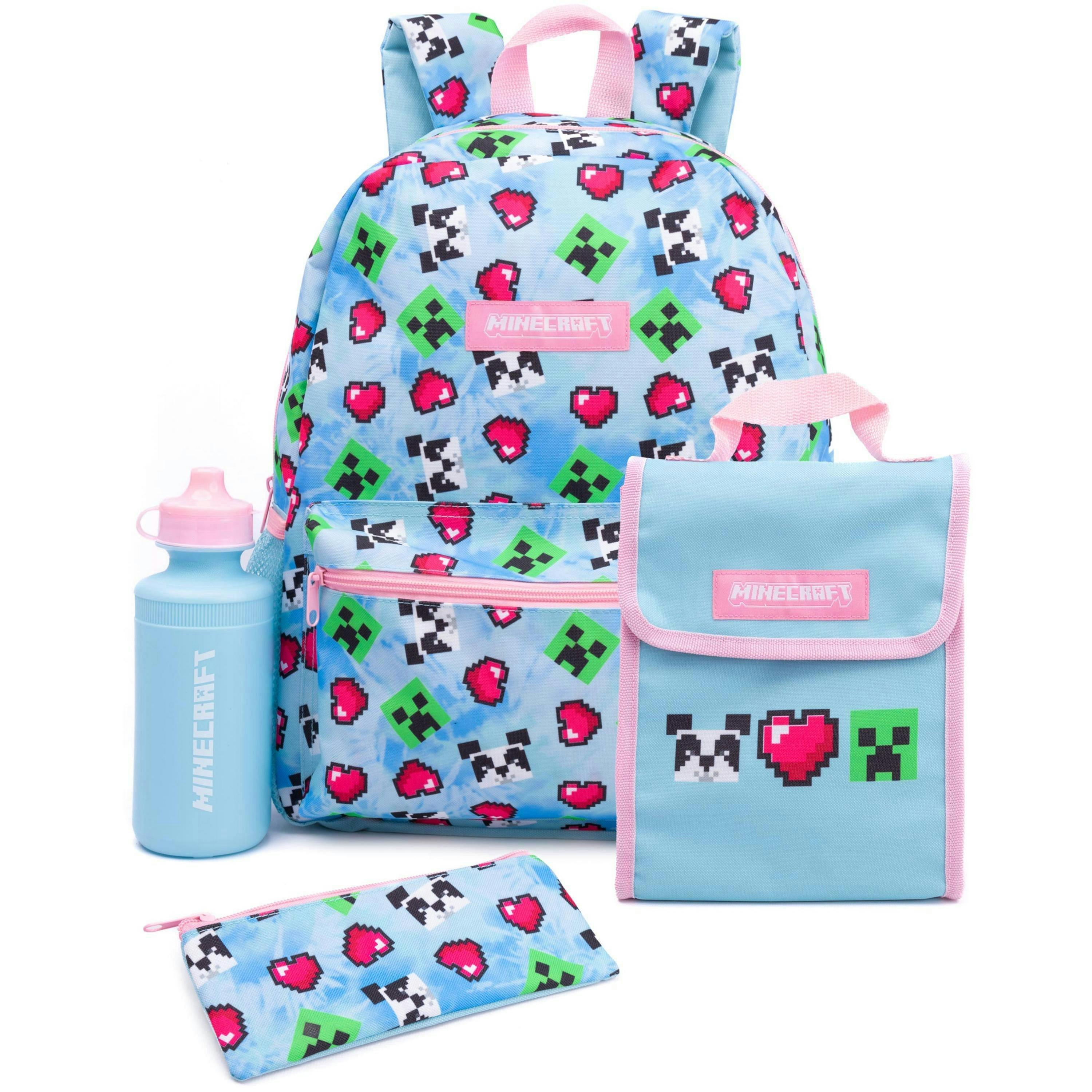 Minecraft Girls Blue Creeper 4 Piece Backpack Set (One Size) by Vanilla Underground , view 1 of 6