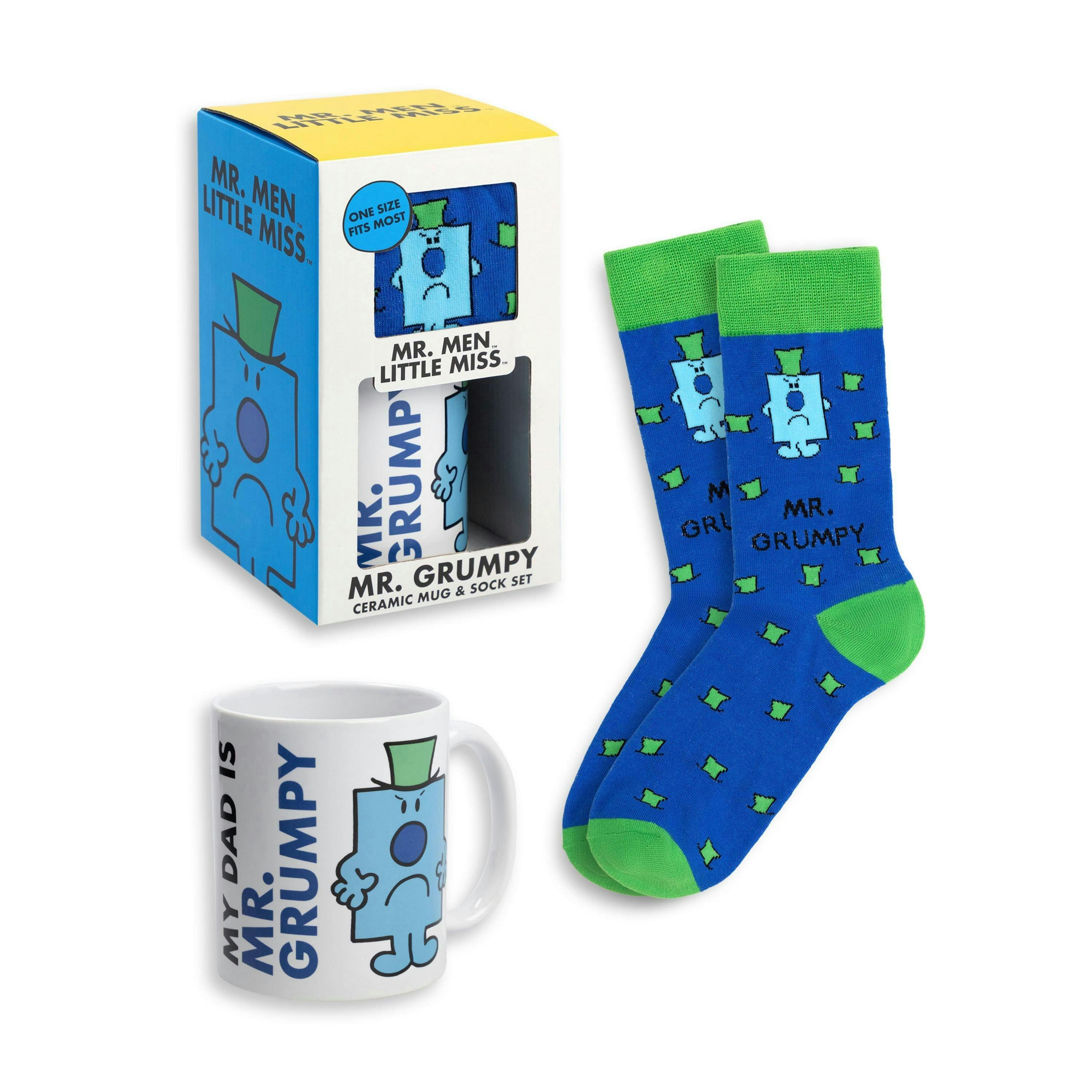 Mr. Men Mens Blue Mr Grumpy Mug and Sock Gift Set (One Size) by Vanilla Underground , view 1 of 6