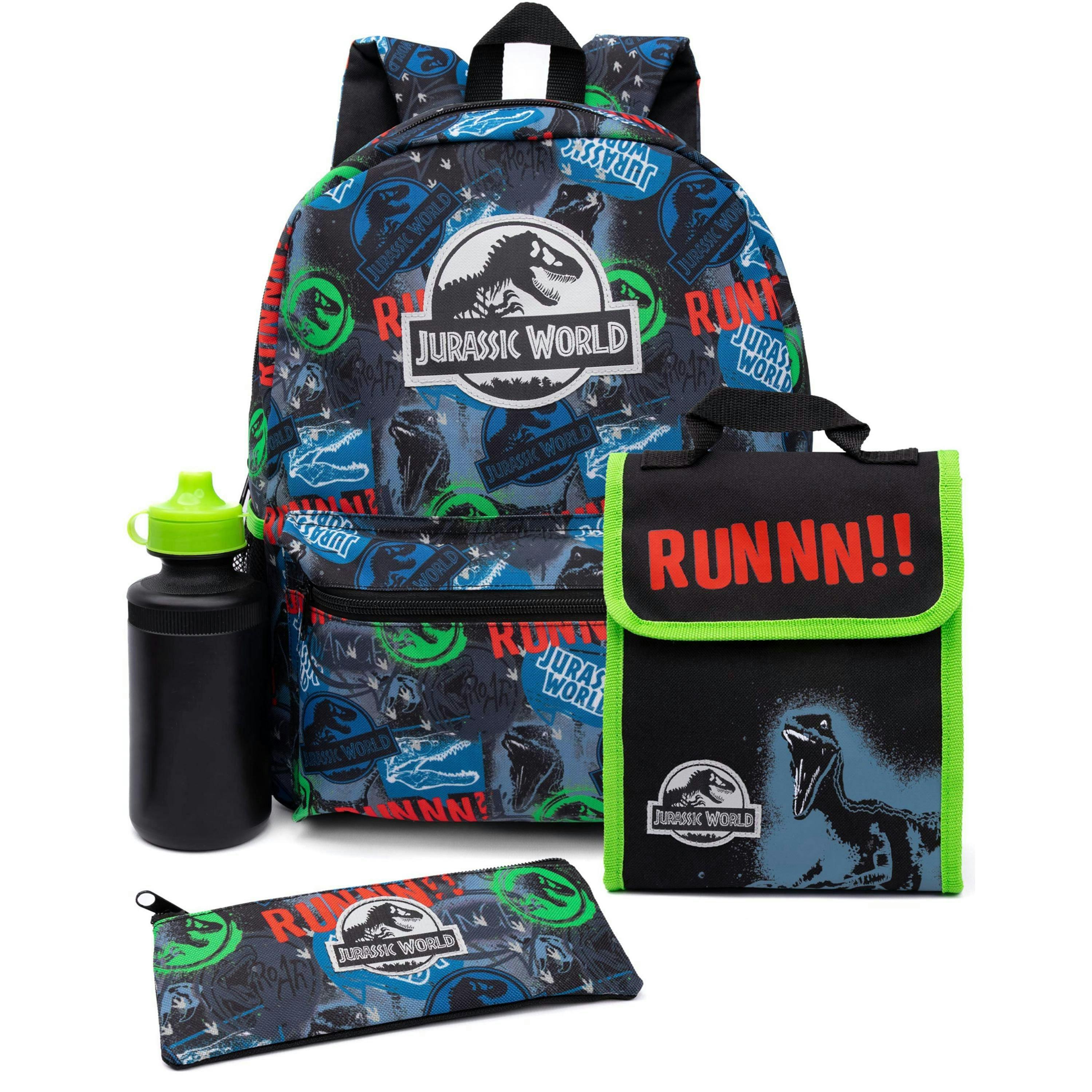 Jurassic World Boys Black Logo 4 Piece Backpack Set (One Size) by Vanilla Underground , view 1 of 6